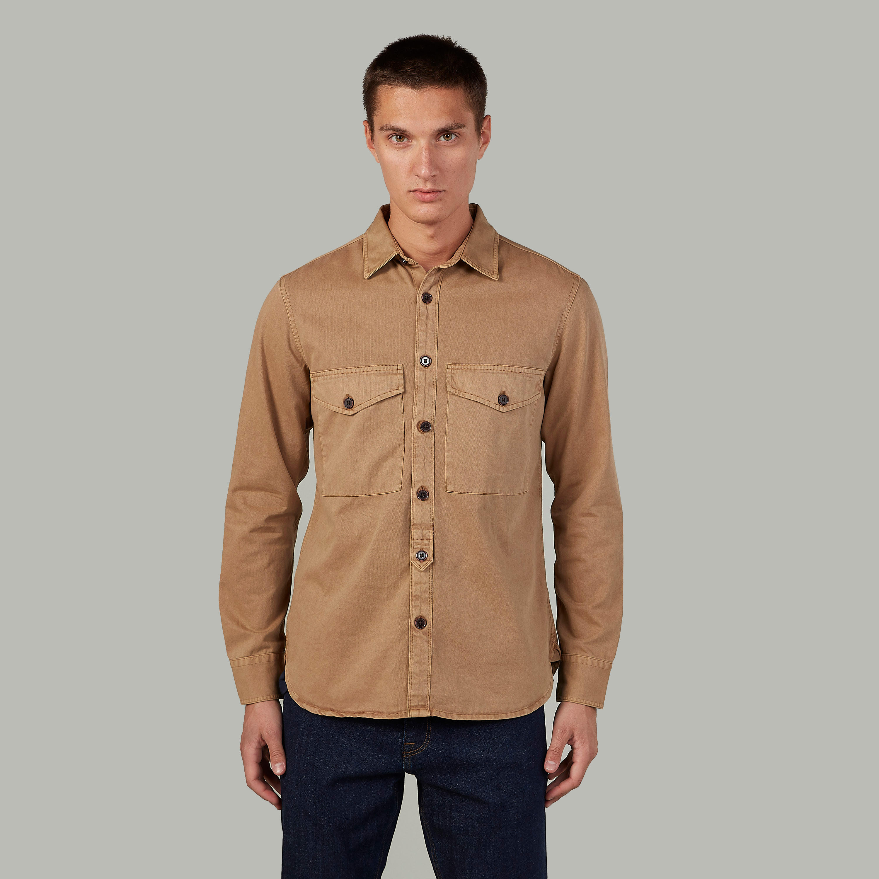 قميص سليم بارز الملمس بياقة عاديّة وأكمام طويلة-men-clothing-shirts-image-1