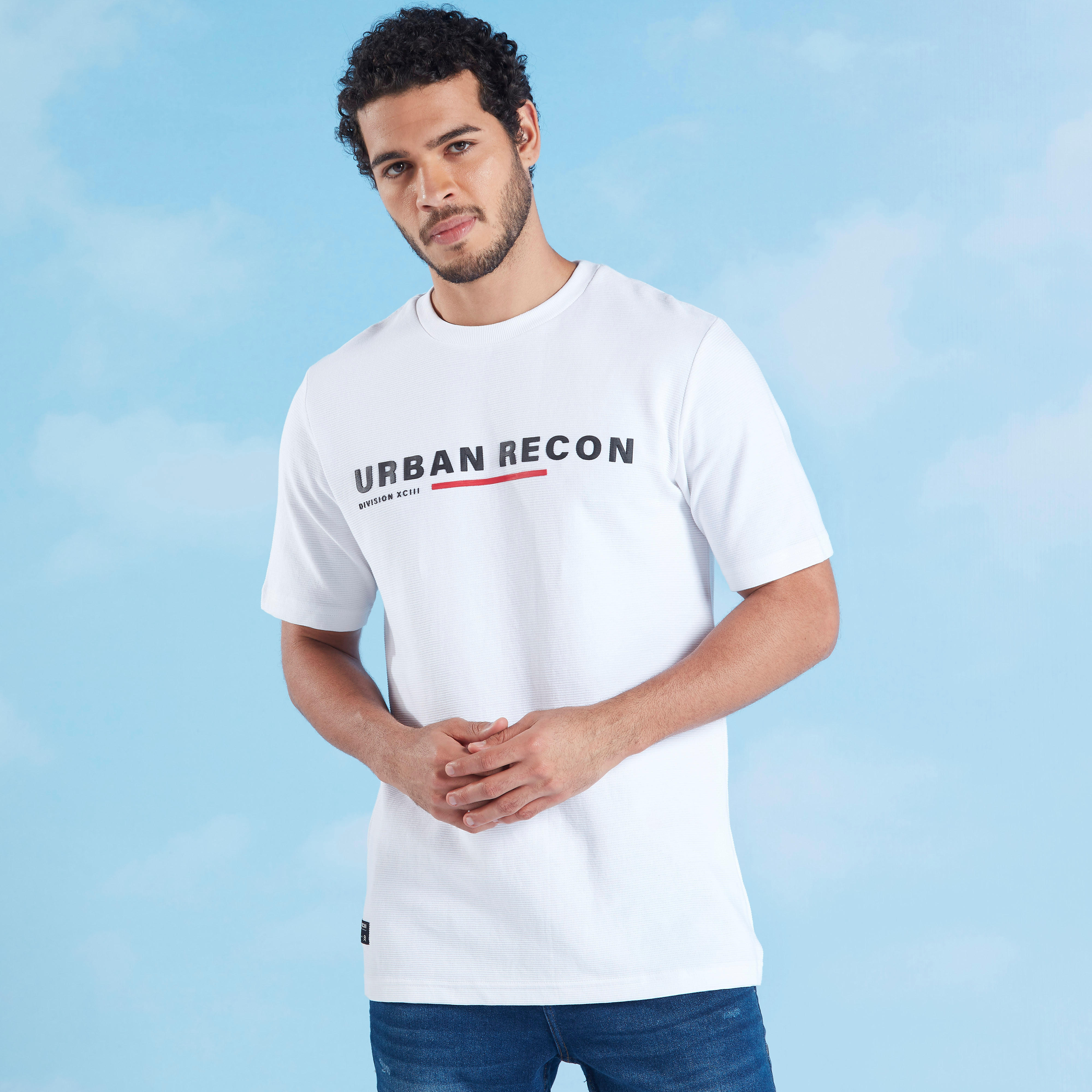 Printed T-shirt with Crew Neck and Short Sleeves-men-clothing-tshirtsandpolos-tshirts-image-1