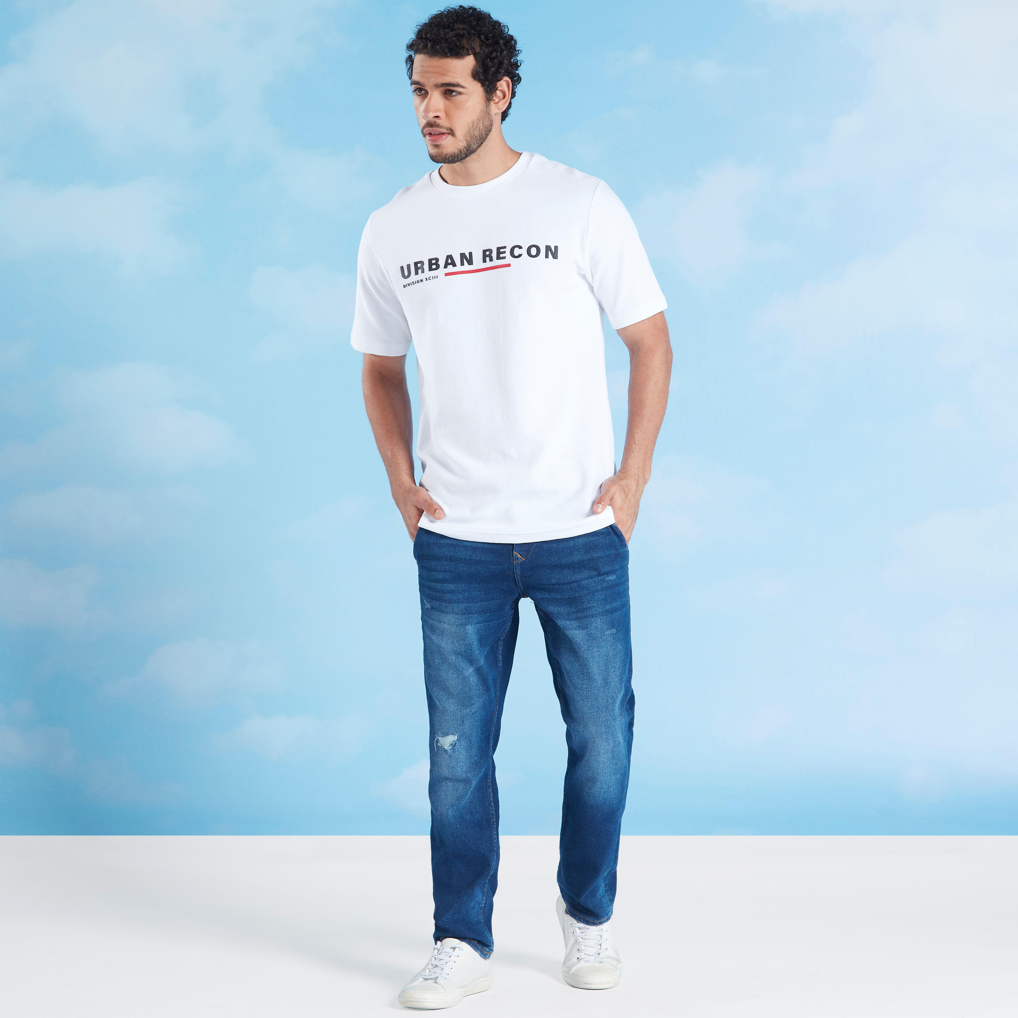 Printed T-shirt with Crew Neck and Short Sleeves-men-clothing-tshirtsandpolos-tshirts-image-2
