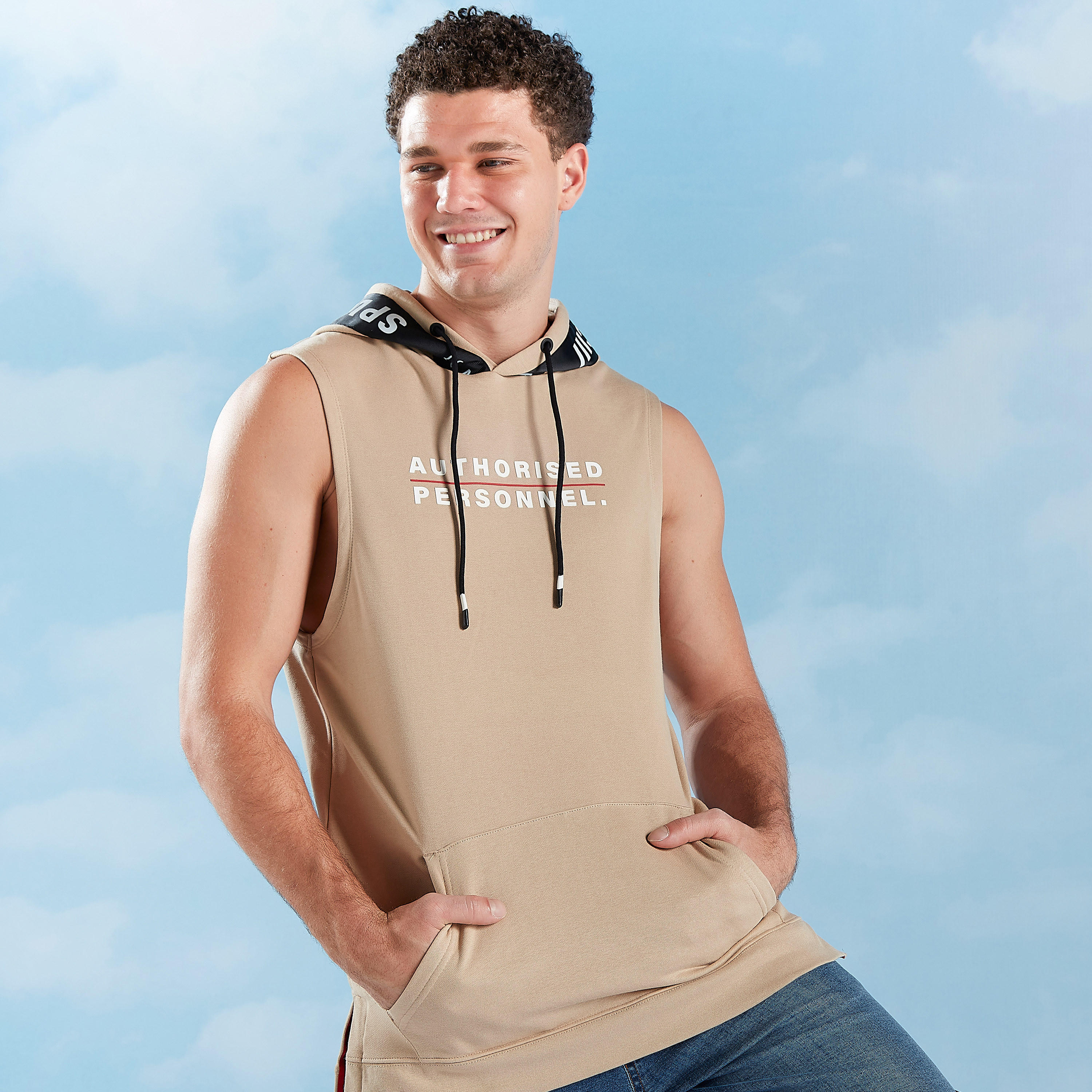 Printed Sleeveless Hoodie with High Low Hem-men-winterwear-hoodiesandsweatshirts-image-1