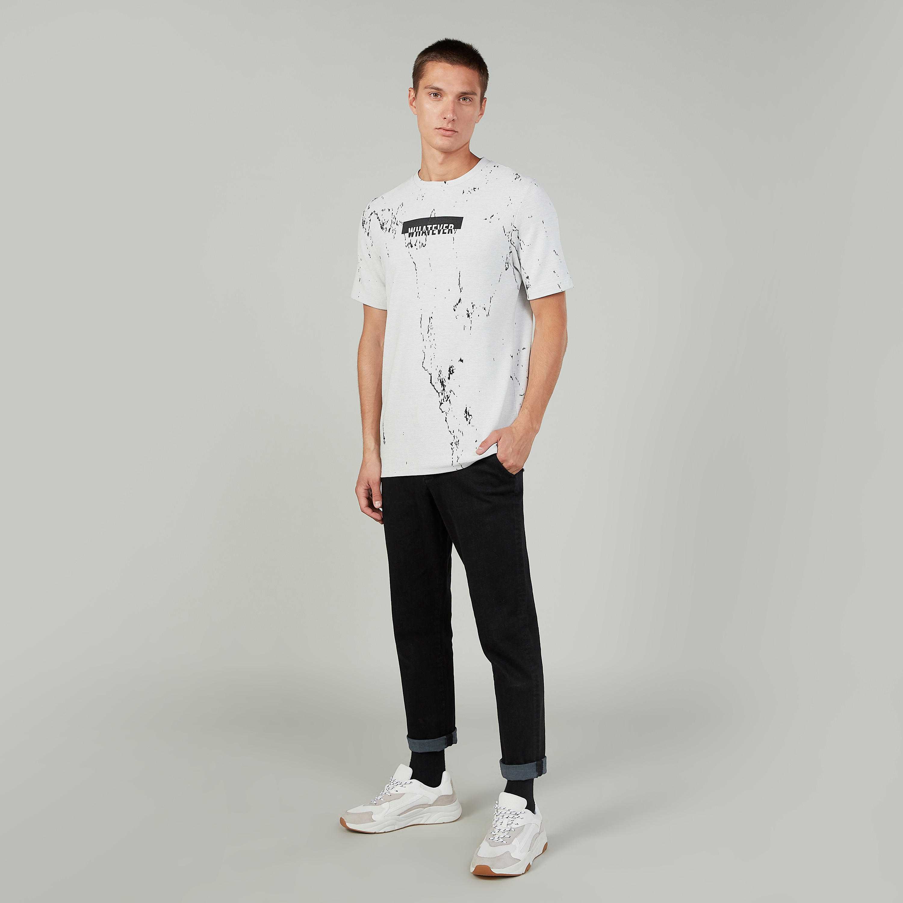 Slim Fit Printed T-shirt with Crew Neck and Short Sleeves-men-clothing-tshirtsandpolos-tshirts-image-2