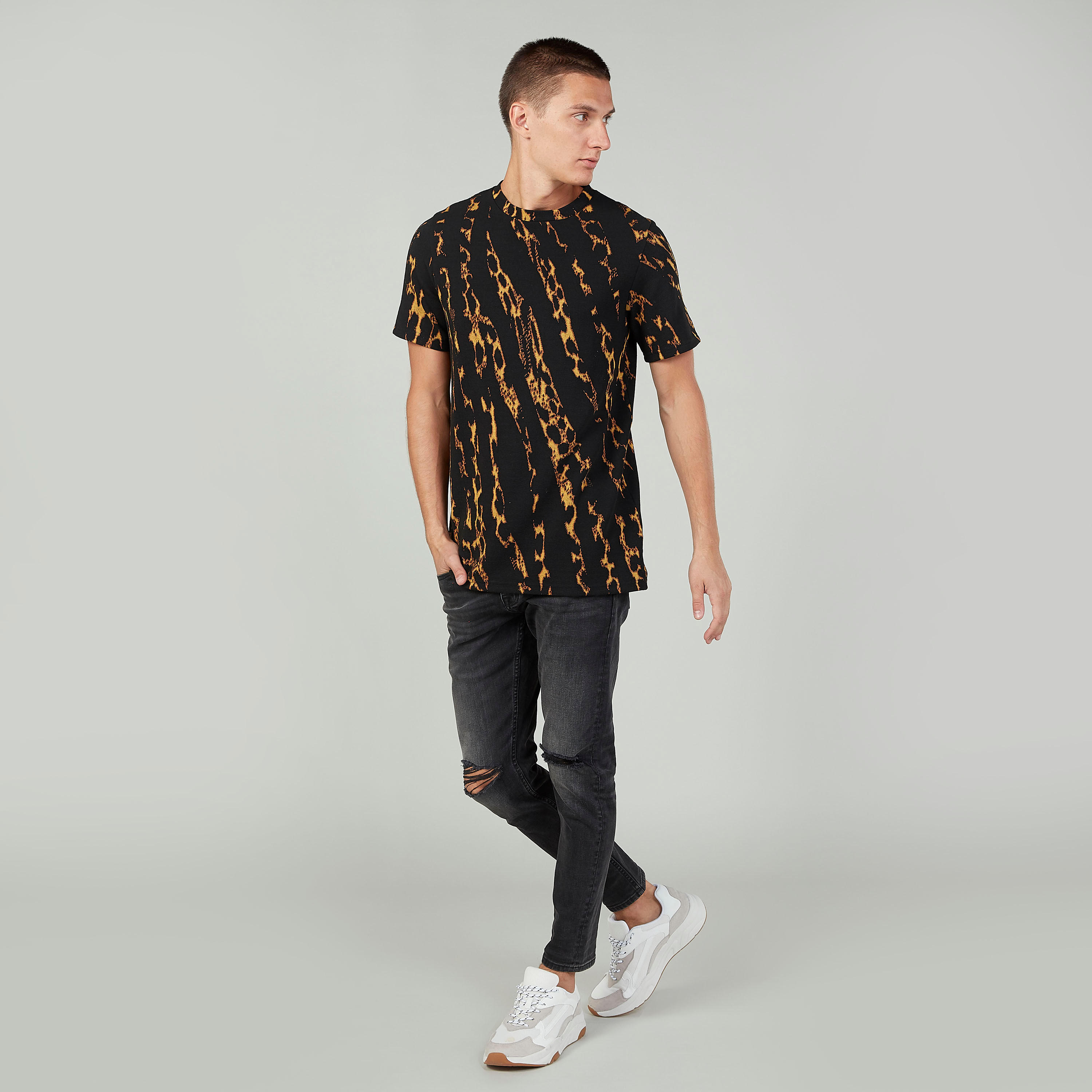 Slim Fit Printed T-shirt with Crew Neck and Short Sleeves-men-clothing-tshirtsandpolos-tshirts-image-2