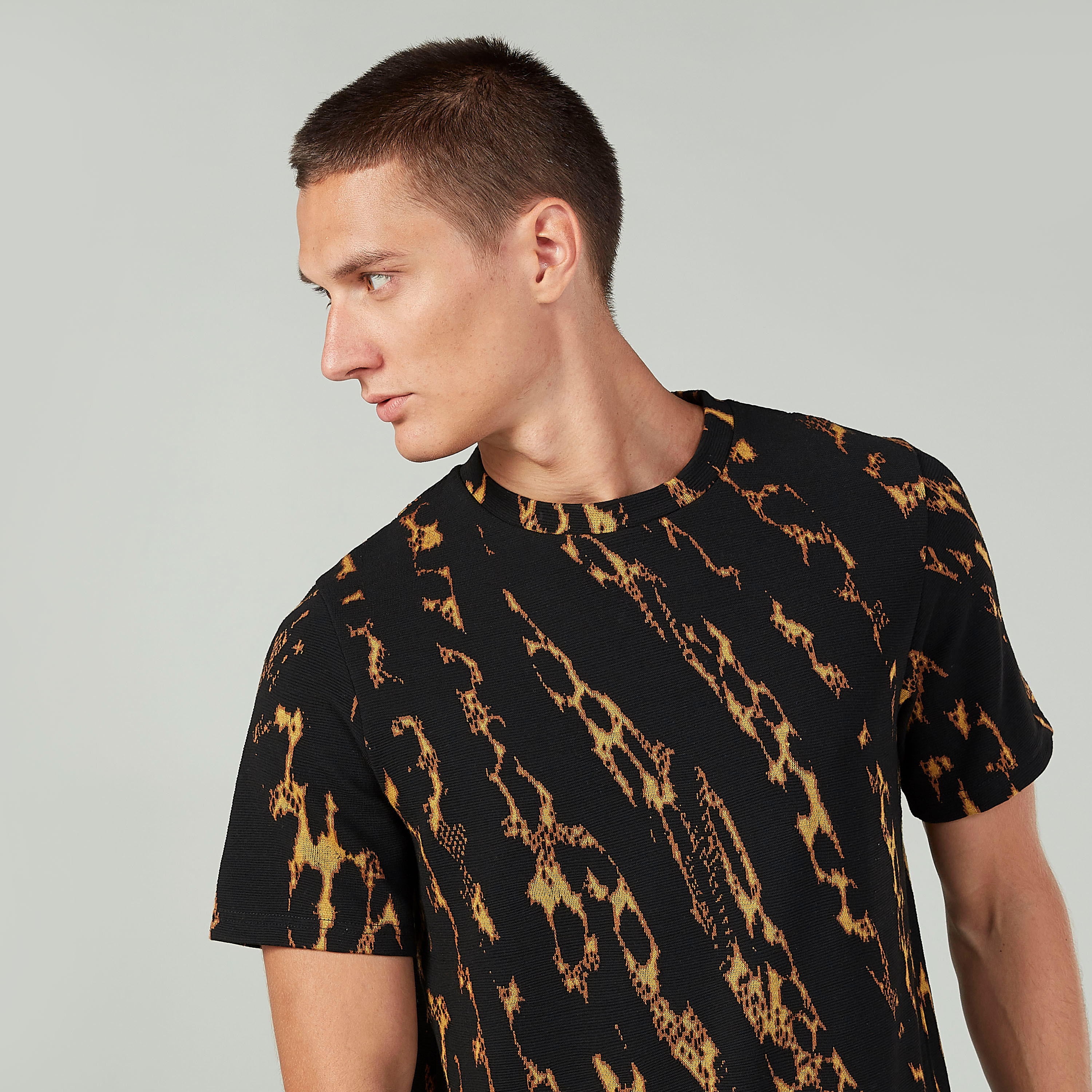 Slim Fit Printed T-shirt with Crew Neck and Short Sleeves-men-clothing-tshirtsandpolos-tshirts-image-3