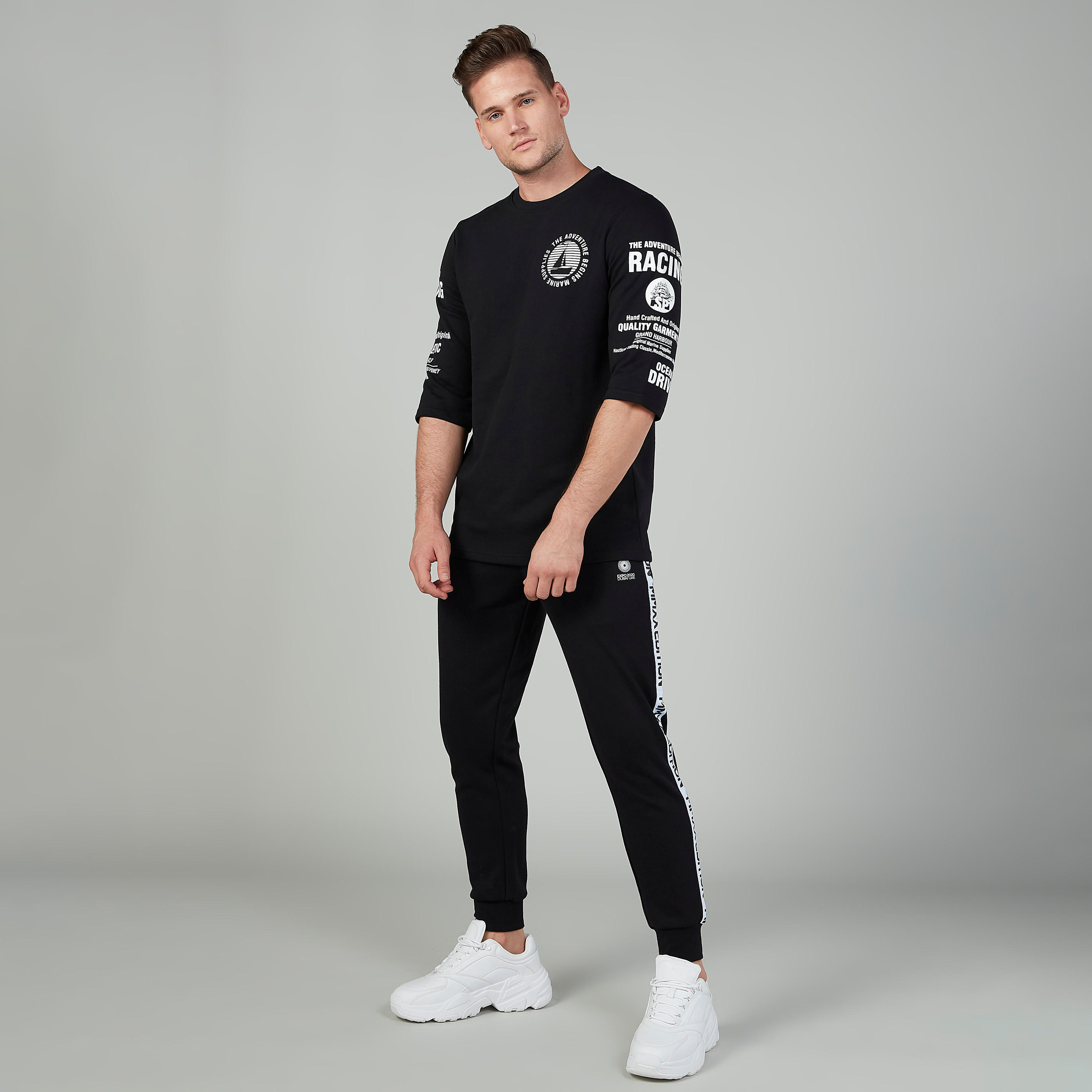 Printed T-shirt with Crew Neck and 3/4 Sleeves-men-clothing-tshirtsandpolos-tshirts-image-2