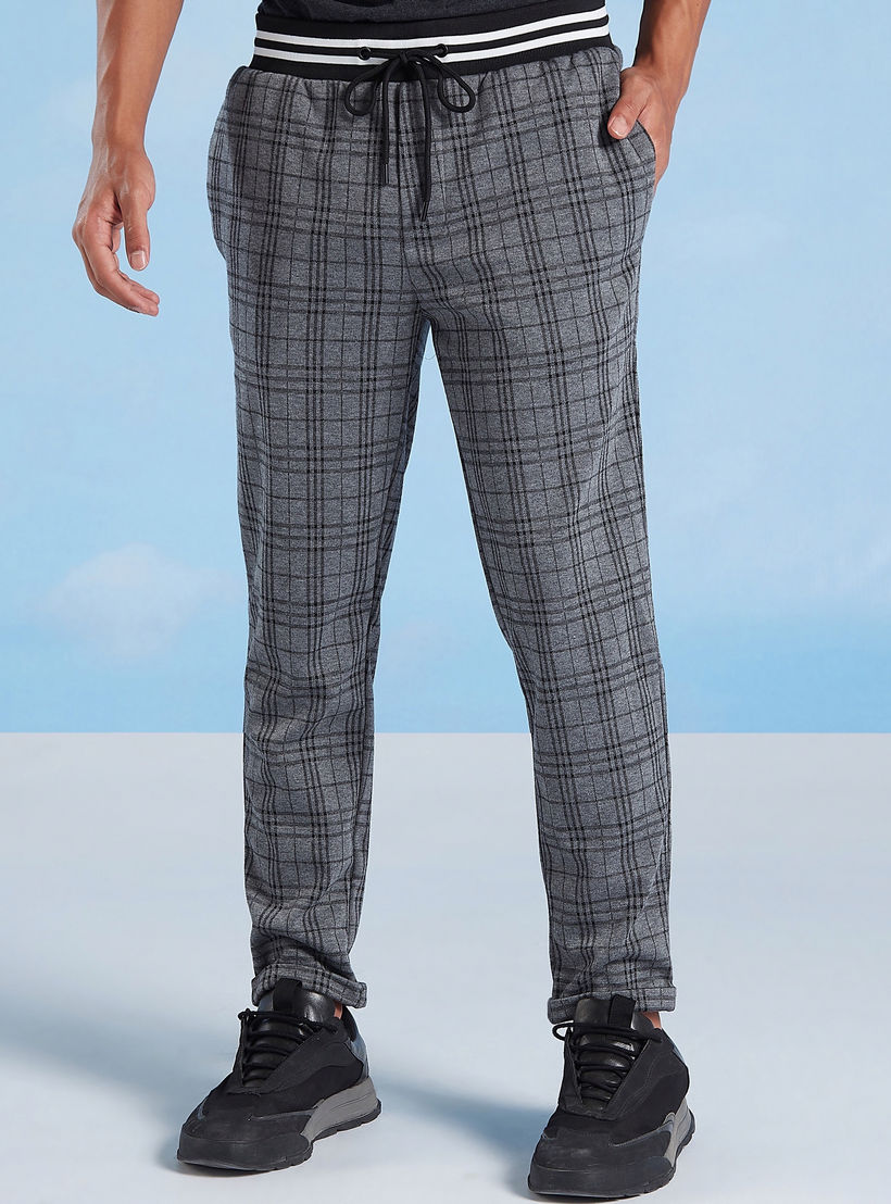 Skinny Fit Chequered Mid Waist Trousers with Pocket Detail-men-clothing-bottoms-trousersandchinos-trousers-image-1
