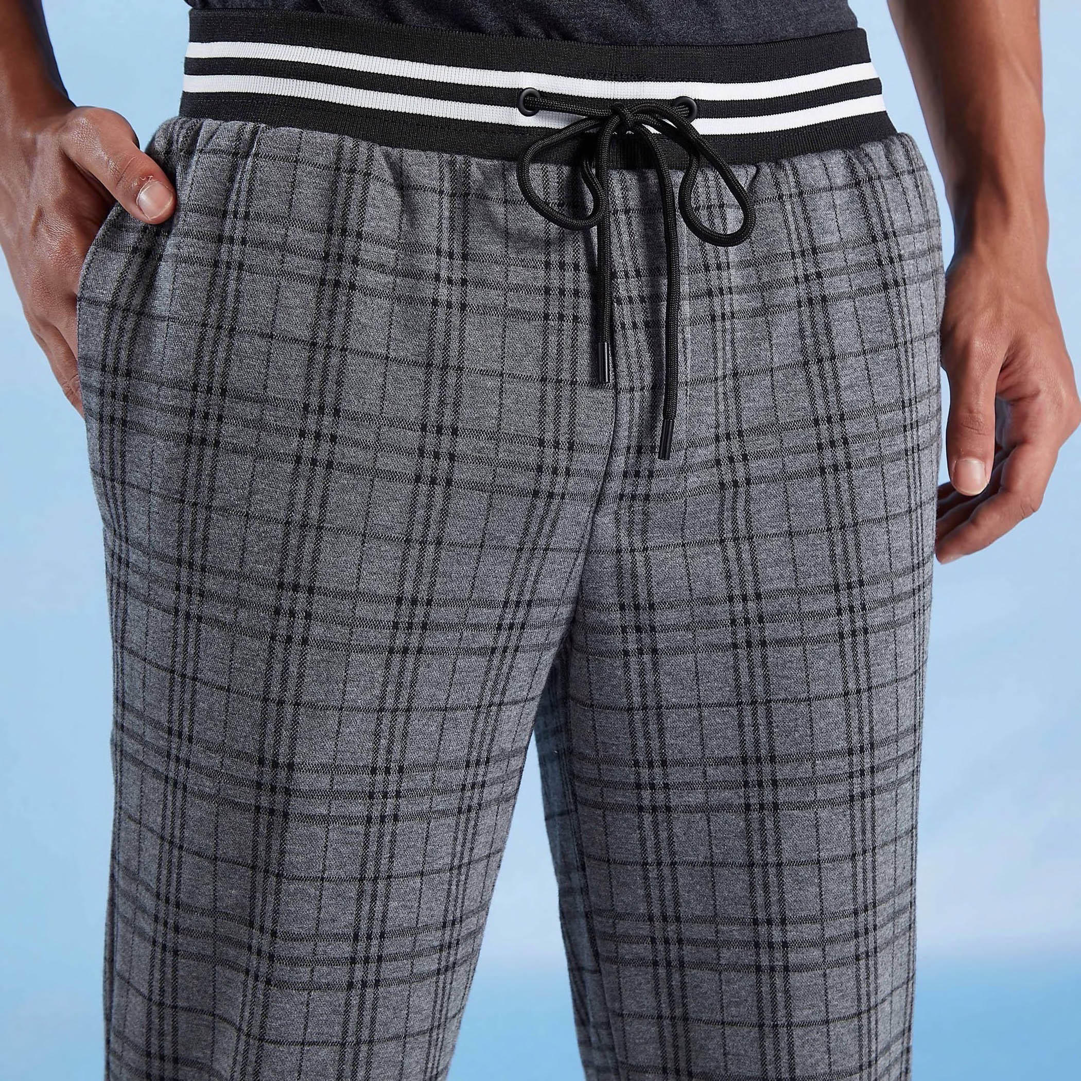 Skinny Fit Chequered Mid Waist Trousers with Pocket Detail-men-clothing-bottoms-trousersandchinos-trousers-image-3
