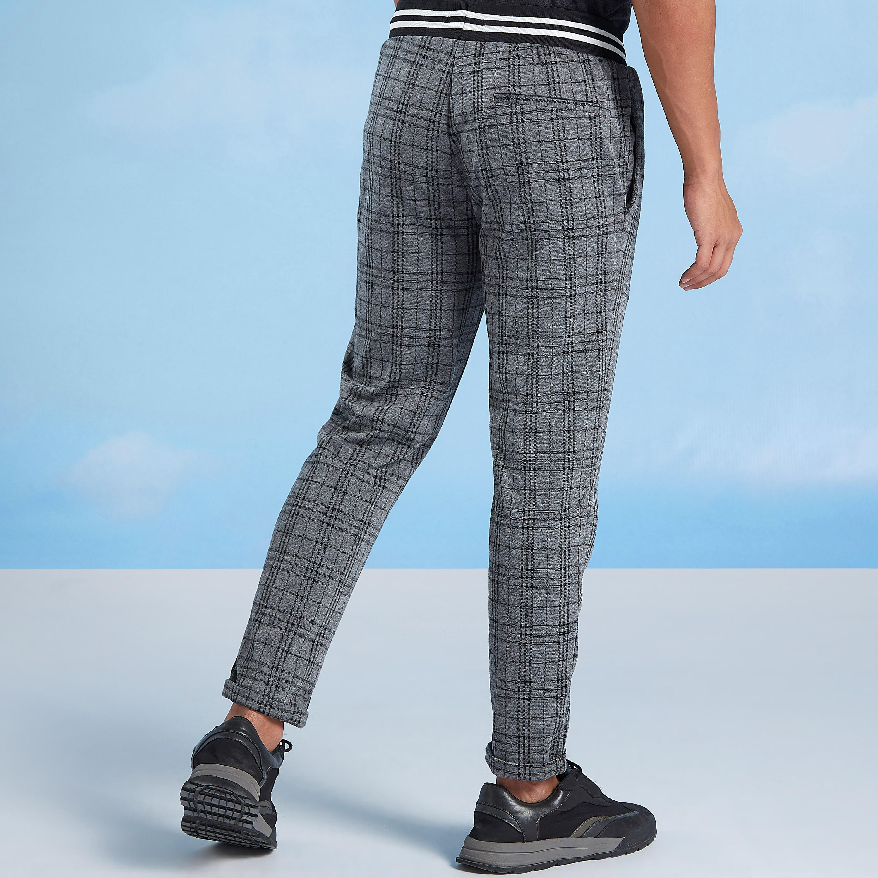 Skinny Fit Chequered Mid Waist Trousers with Pocket Detail-men-clothing-bottoms-trousersandchinos-trousers-image-4