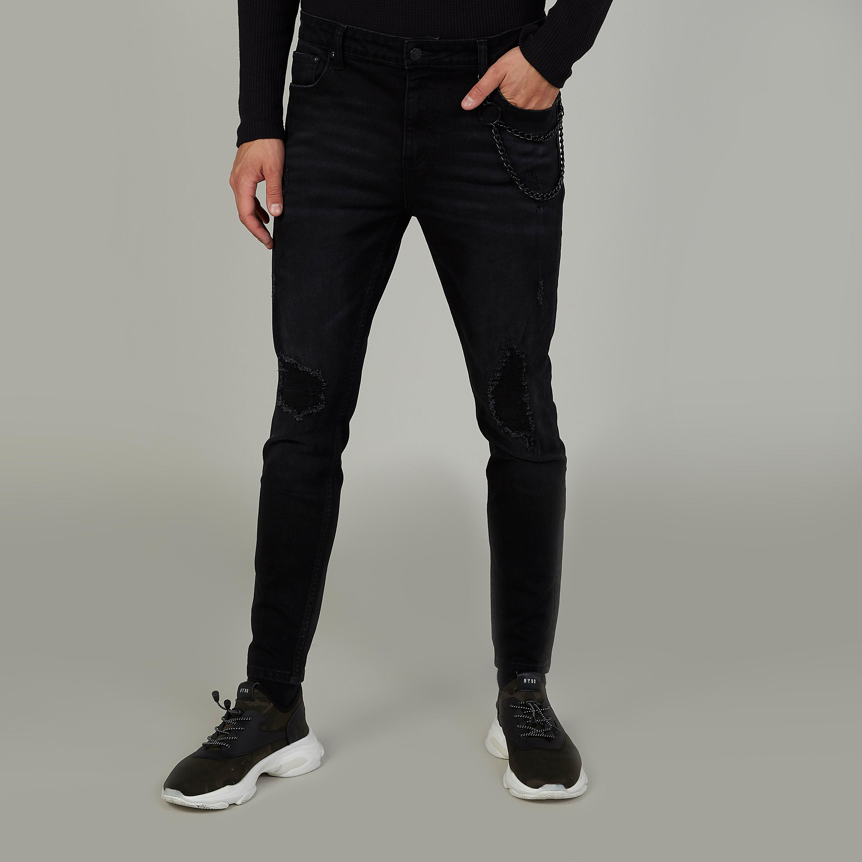 Full Length Textured Jeans with Pocket Detail and Belt Loops-men-clothing-bottoms-jeans-image-1