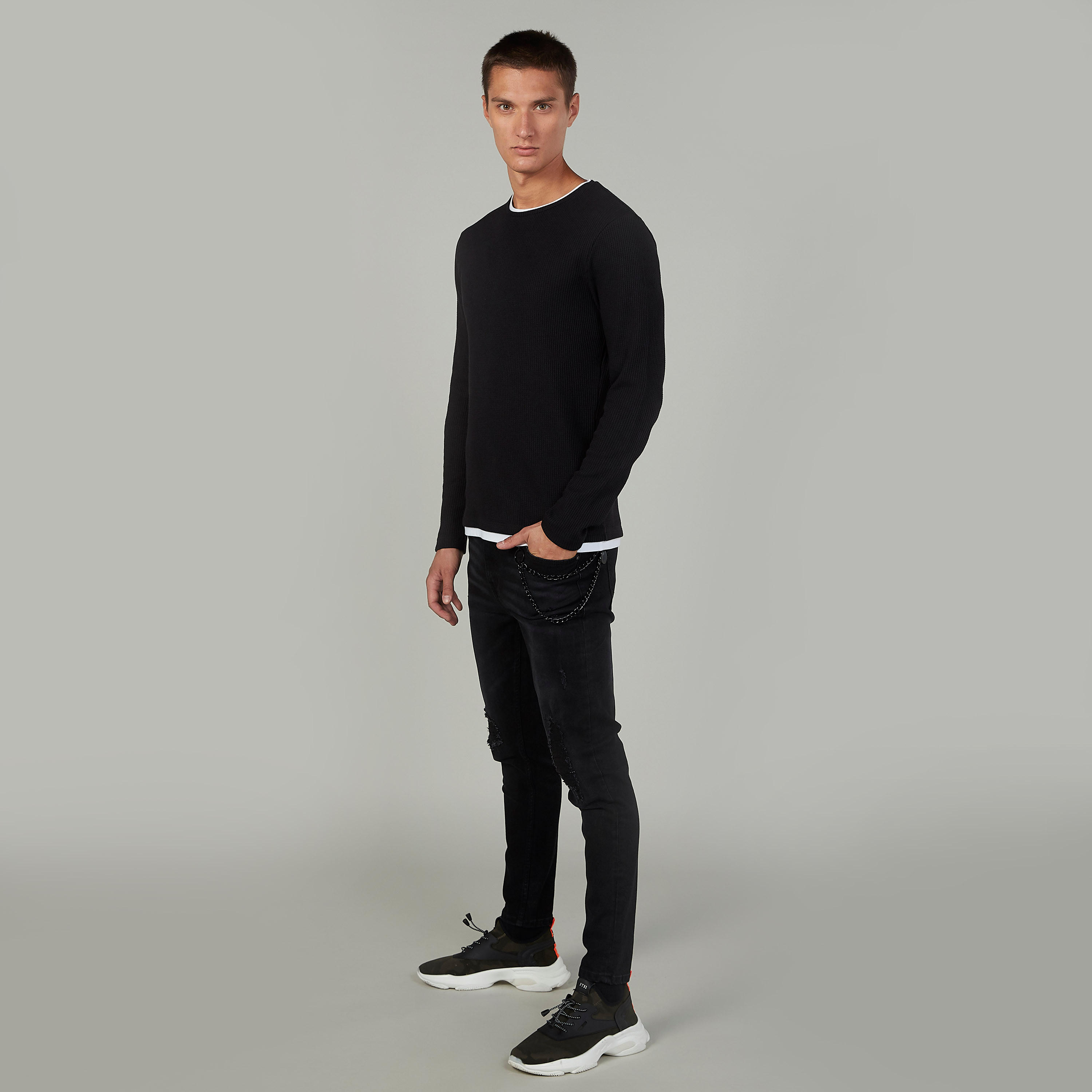 Full Length Textured Jeans with Pocket Detail and Belt Loops-men-clothing-bottoms-jeans-image-2