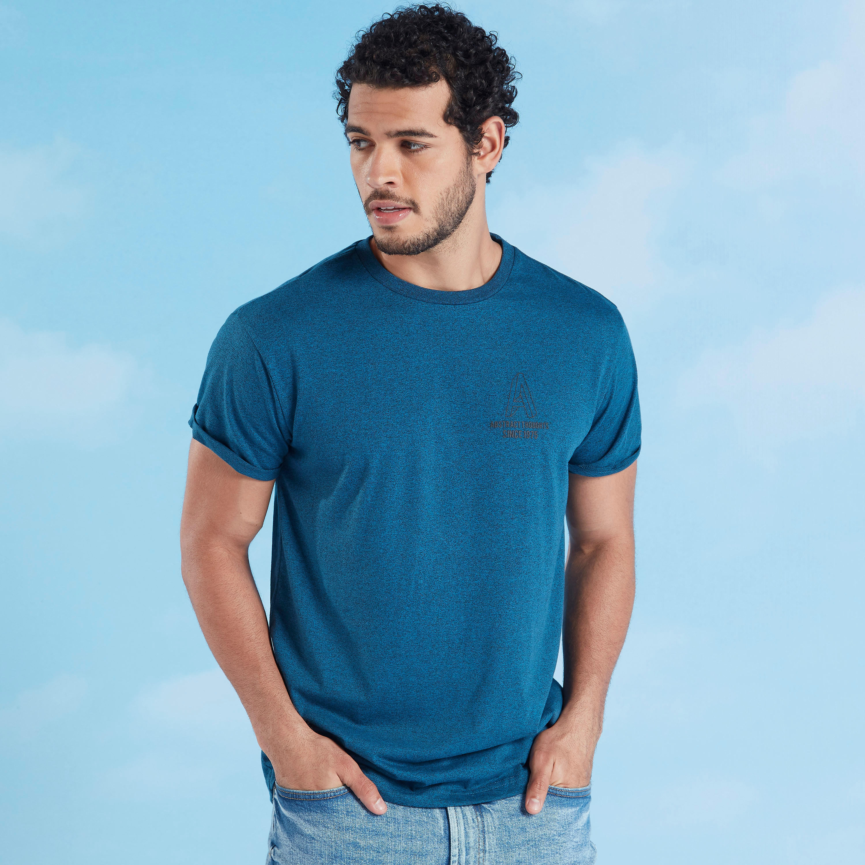 Printed T-shirt with Round Neck and Short Sleeves-men-clothing-tshirtsandpolos-tshirts-image-1