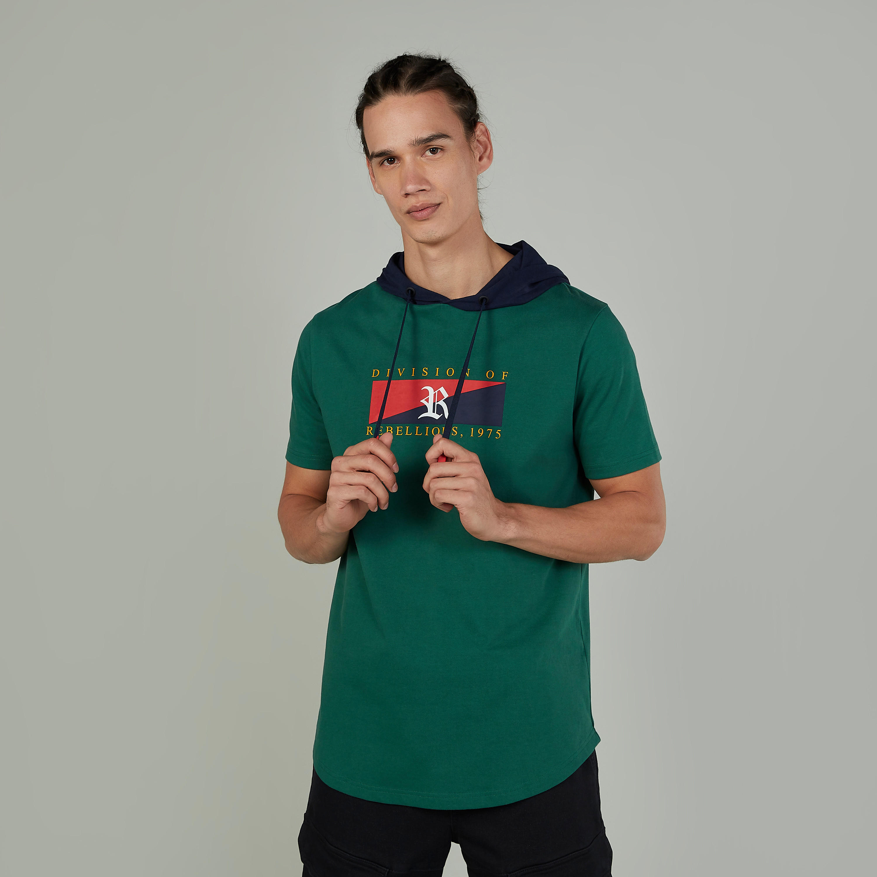 Sustainable Printed T-shirt with Short Sleeves and Hood-men-clothing-tshirtsandpolos-tshirts-image-1