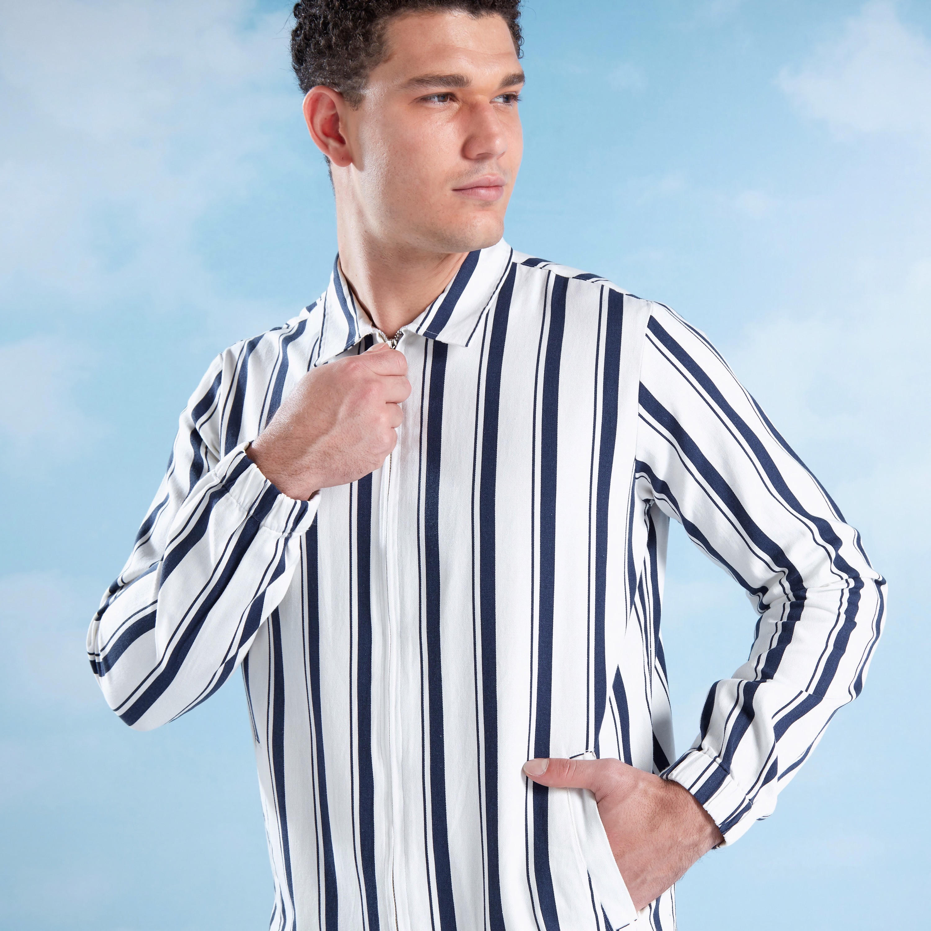 Striped Jacket with Long Sleeves and Pocket Detail-men-clothing-jacketsandblazers-jackets-image-3