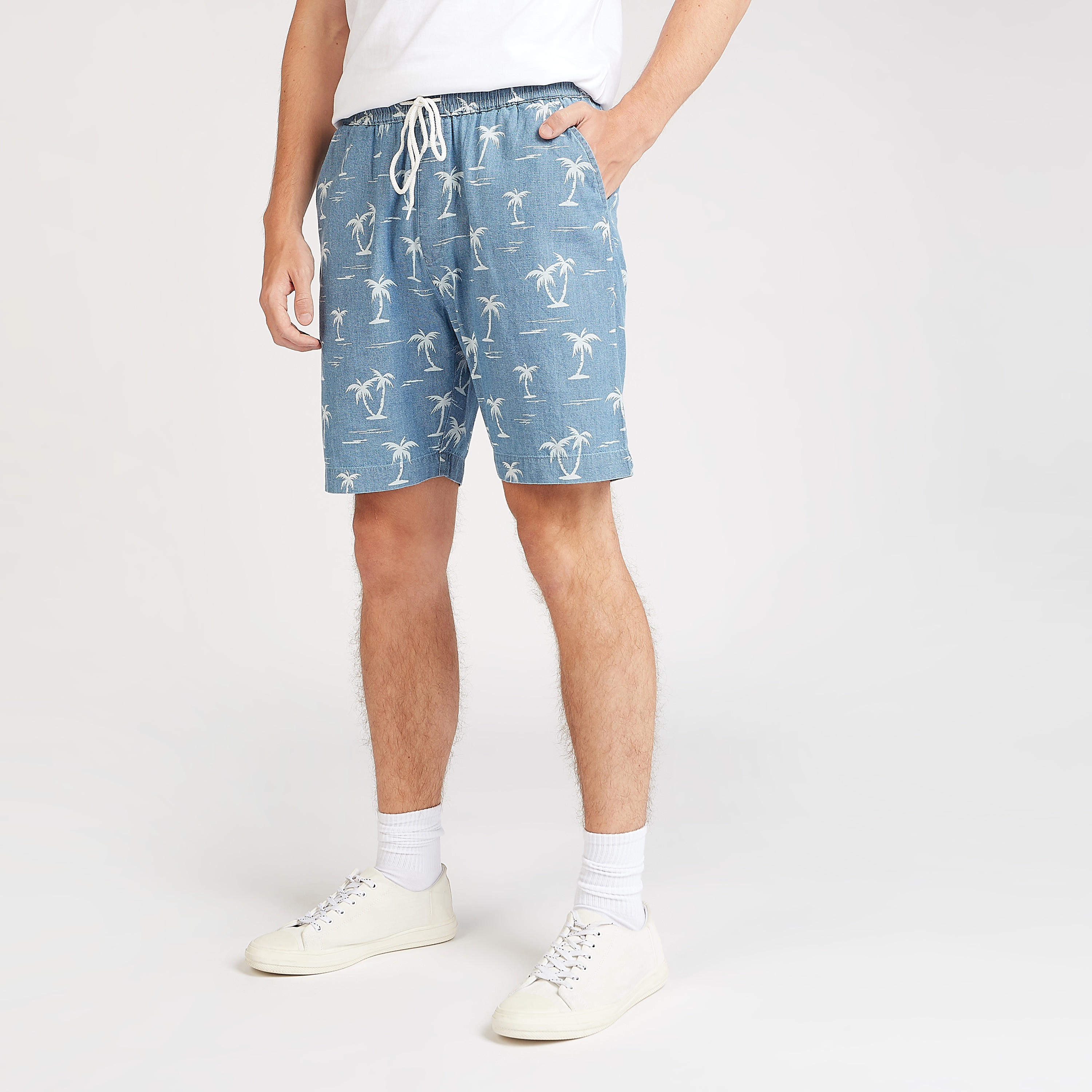 Printed Mid-Rise Shorts with Pocket Detail and Drawstring-men-clothing-bottoms-shorts-image-1