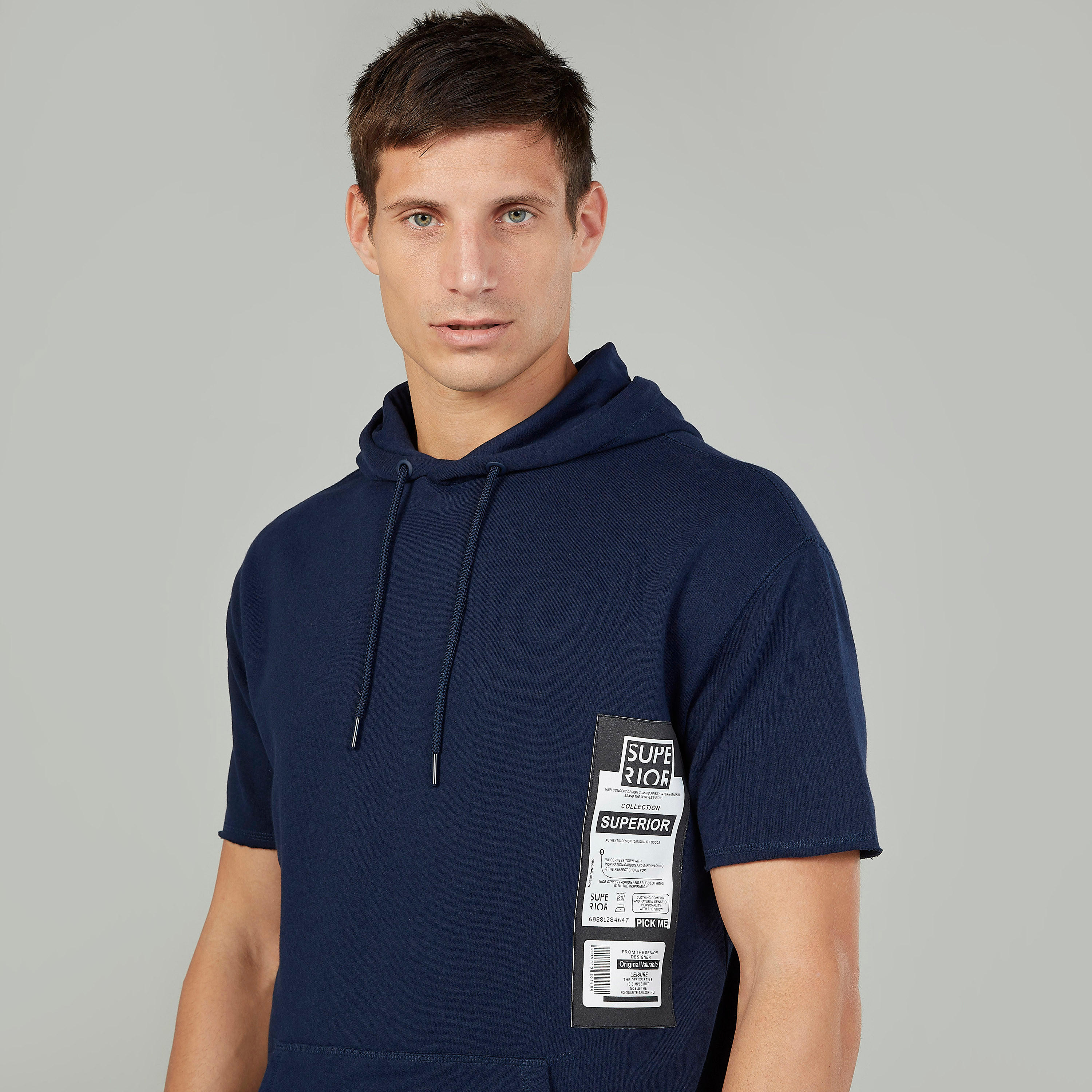Slim Fit Solid Hoodie with Short Sleeves-men-winterwear-hoodiesandsweatshirts-image-3