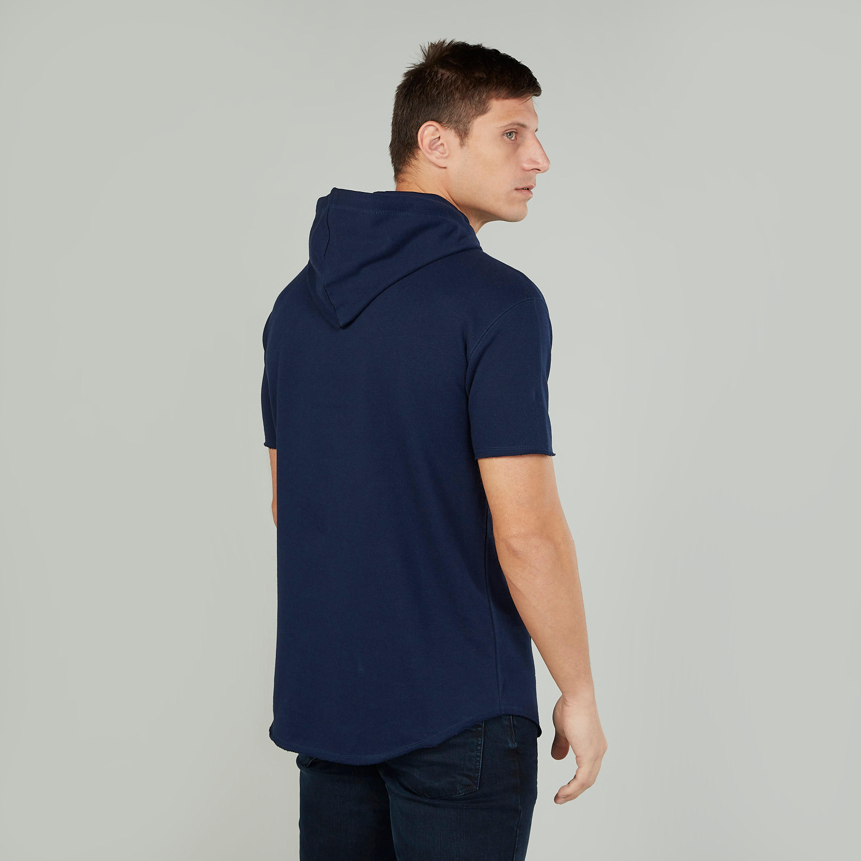 Slim Fit Solid Hoodie with Short Sleeves-men-winterwear-hoodiesandsweatshirts-image-4