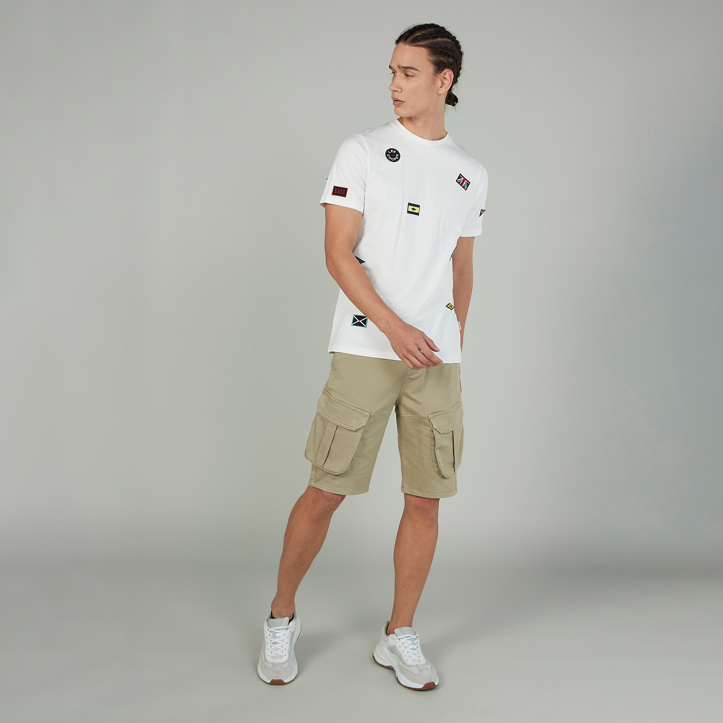Plain Mid Waist Cargo Shorts with Drawstring Waistband-men-clothing-bottoms-shorts-image-2