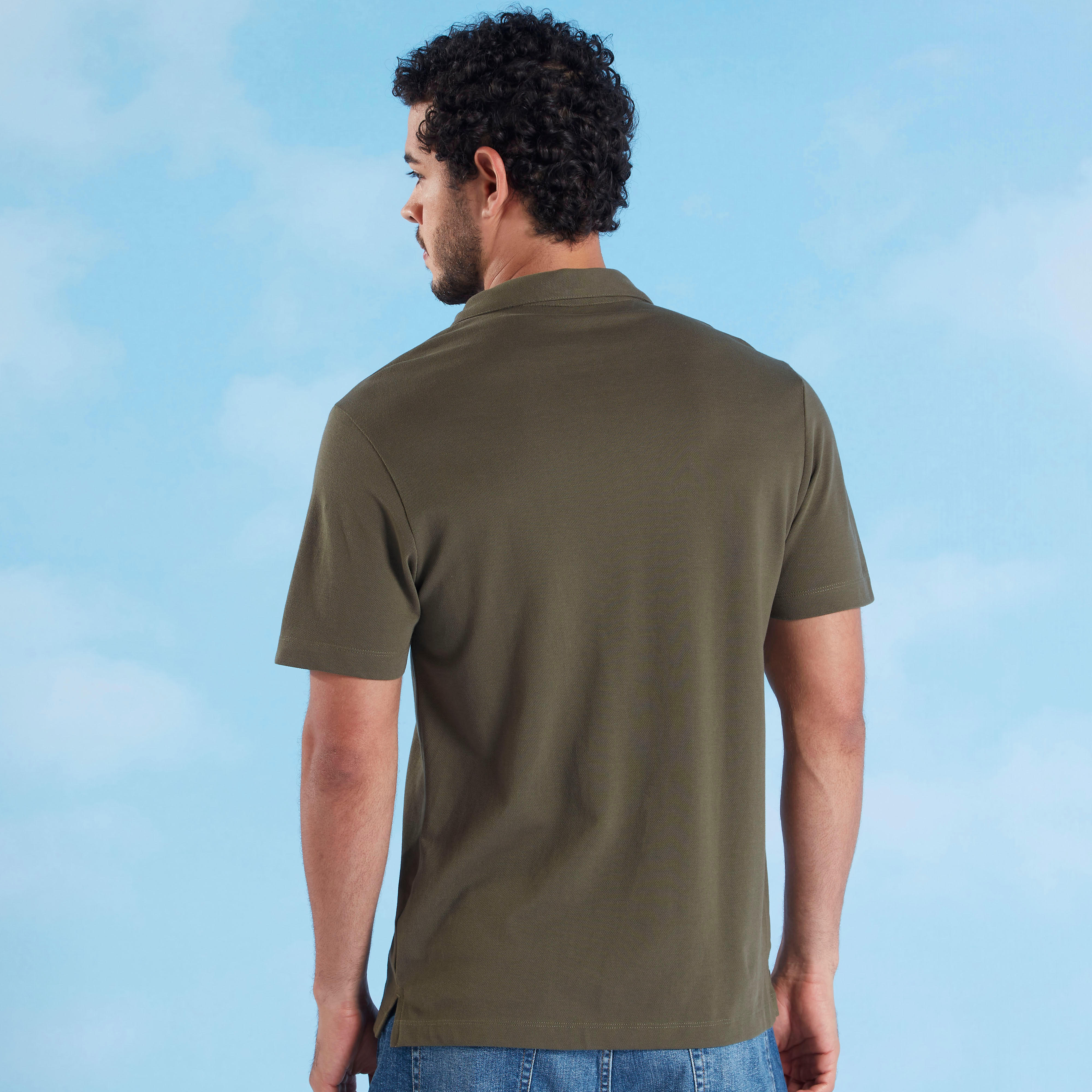 قميص بارز الملمس بأكمام قصيرة وجيب على الصدر-men-clothing-shirts-image-5