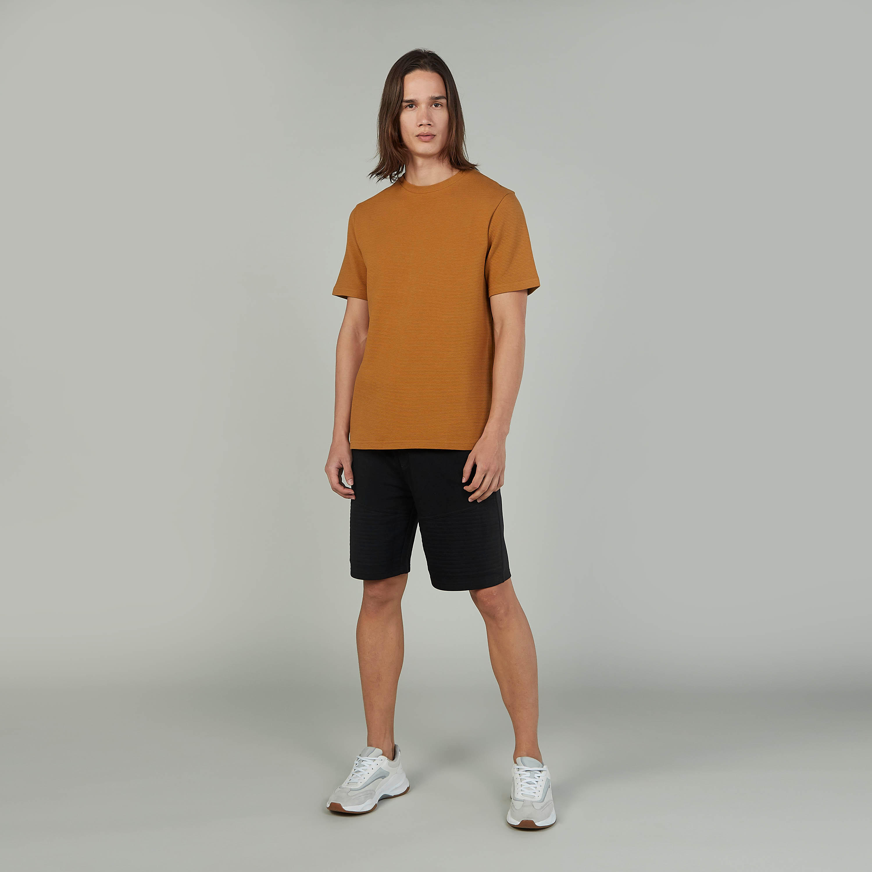 Textured T-shirt with Crew Neck and Short Sleeves-men-clothing-tshirtsandpolos-tshirts-image-2