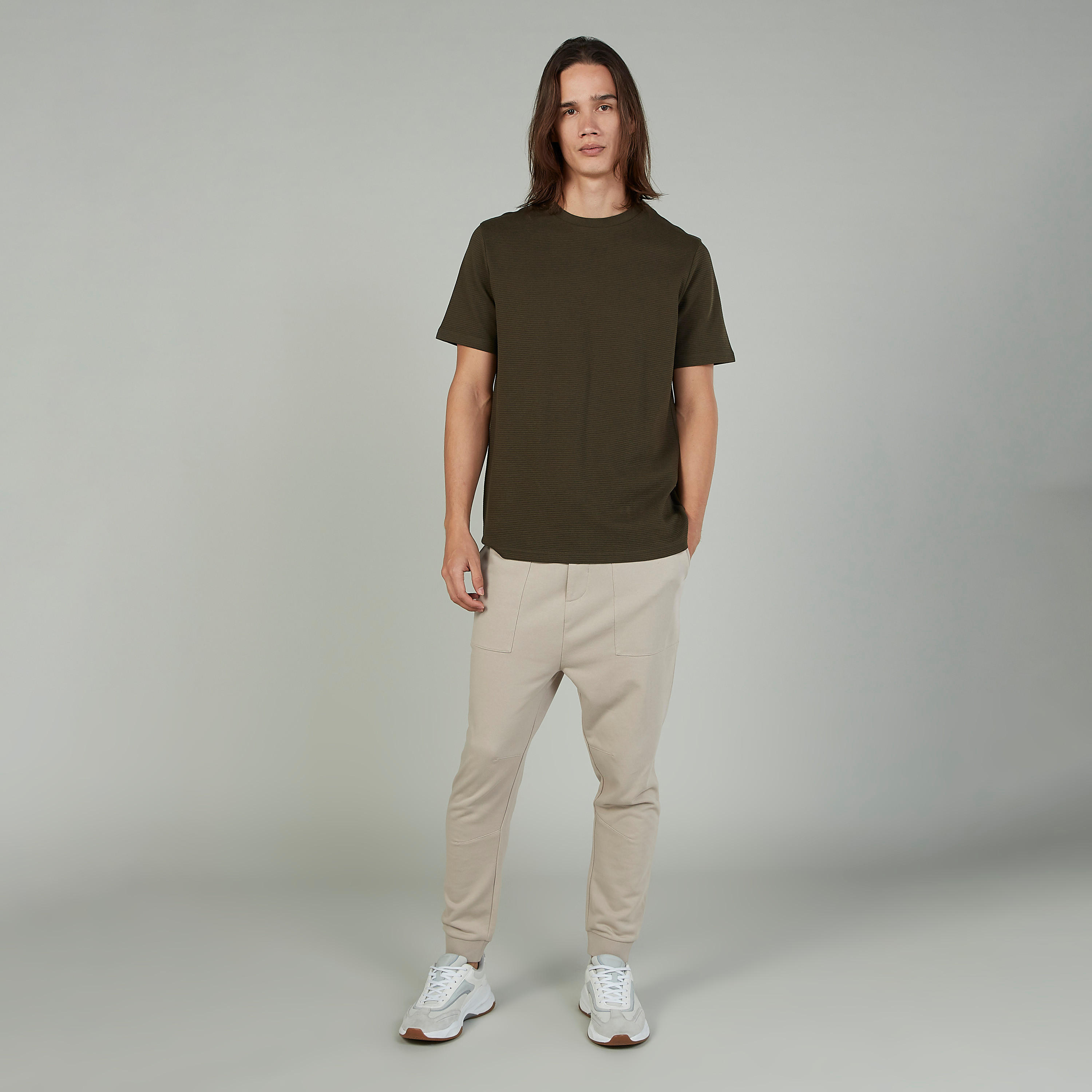 Textured T-shirt with Crew Neck and Short Sleeves-men-clothing-tshirtsandpolos-tshirts-image-2