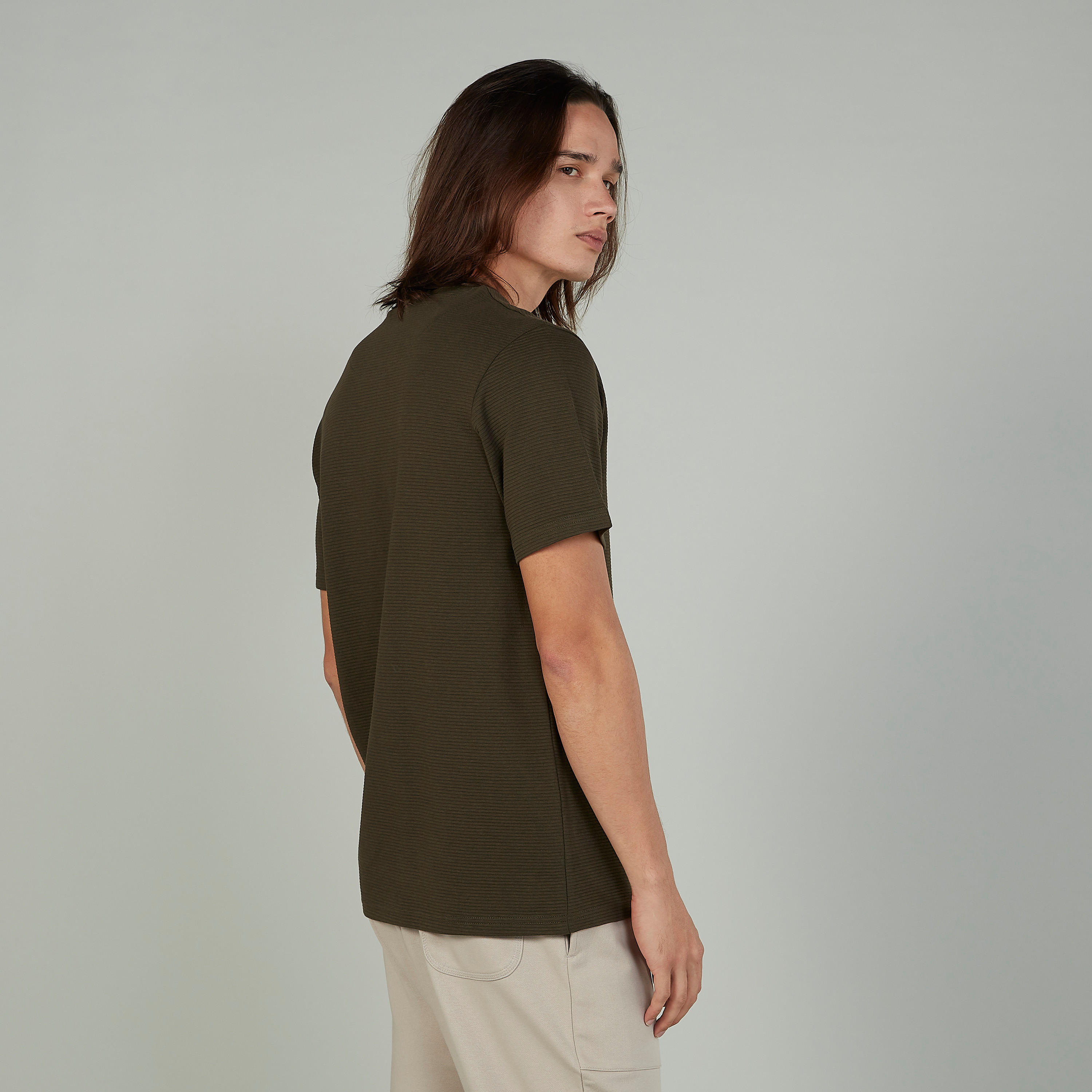 Textured T-shirt with Crew Neck and Short Sleeves-men-clothing-tshirtsandpolos-tshirts-image-4