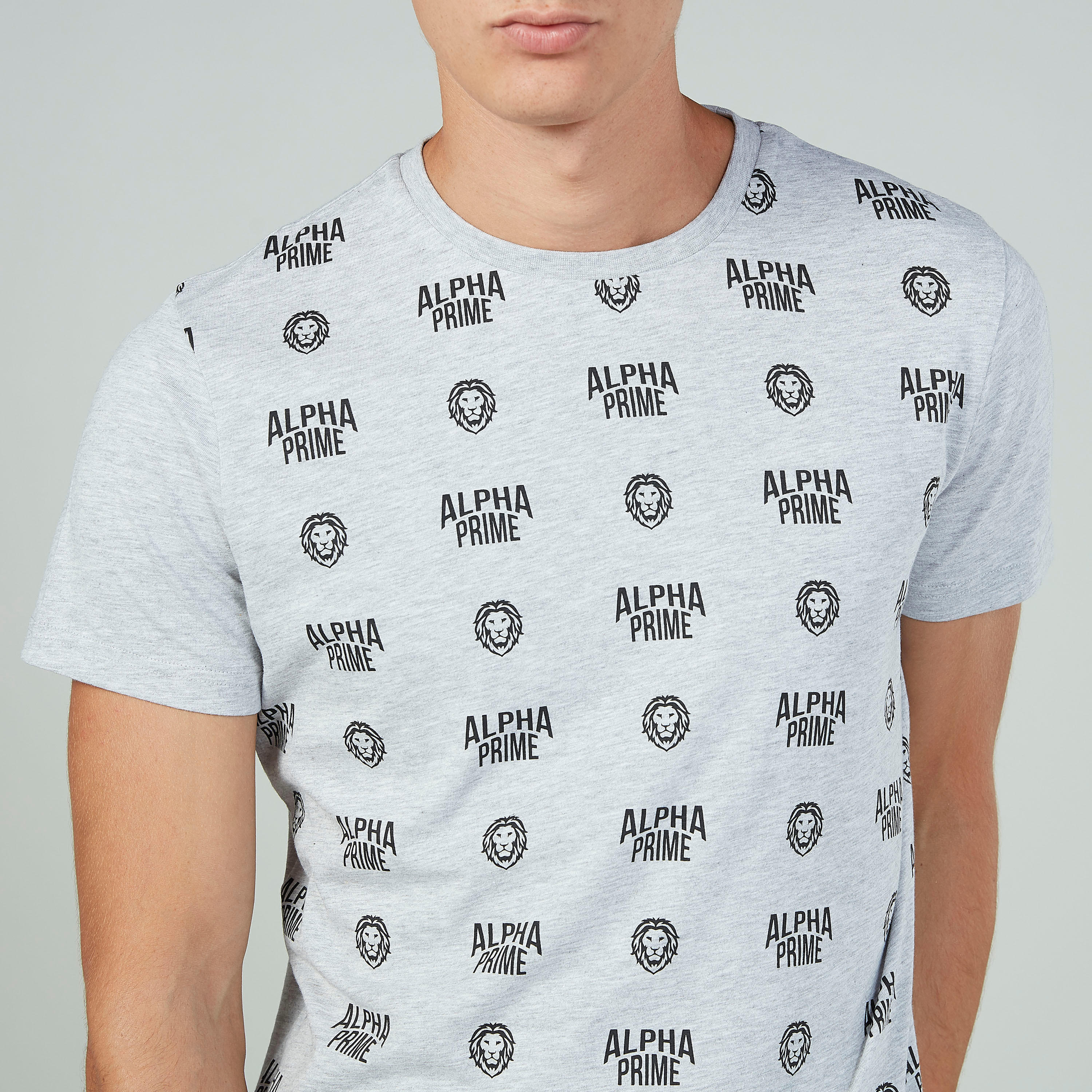 Sustainable Slim Fit Printed Crew Neck T-shirt with Short Sleeves-men-clothing-tshirtsandpolos-tshirts-image-3