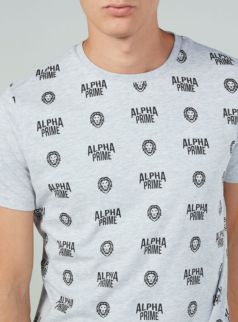 Sustainable Slim Fit Printed Crew Neck T-shirt with Short Sleeves-men-clothing-tshirtsandpolos-tshirts-image-3