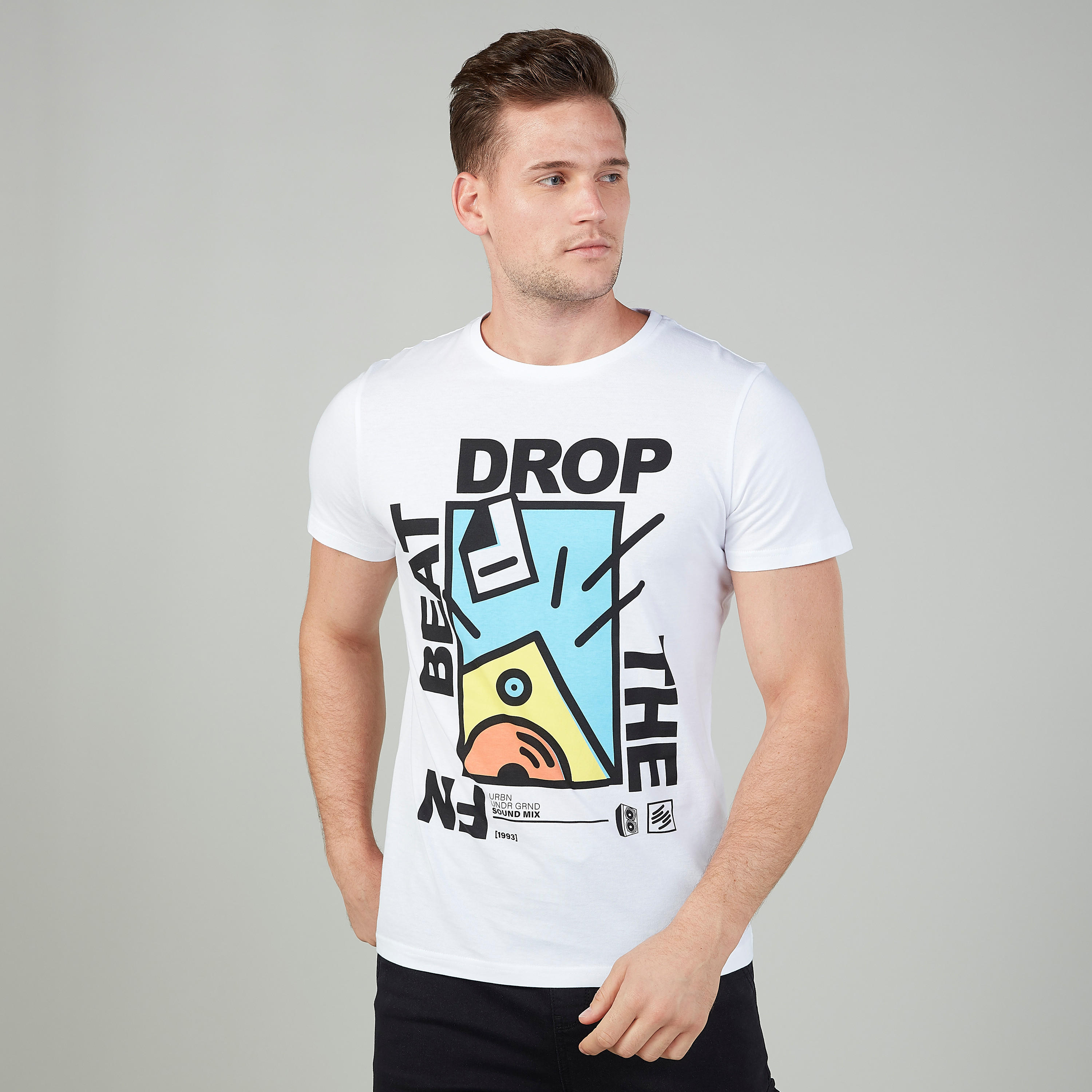 Slim Fit Printed T-shirt with Crew Neck and Short Sleeves-men-clothing-tshirtsandpolos-tshirts-image-1