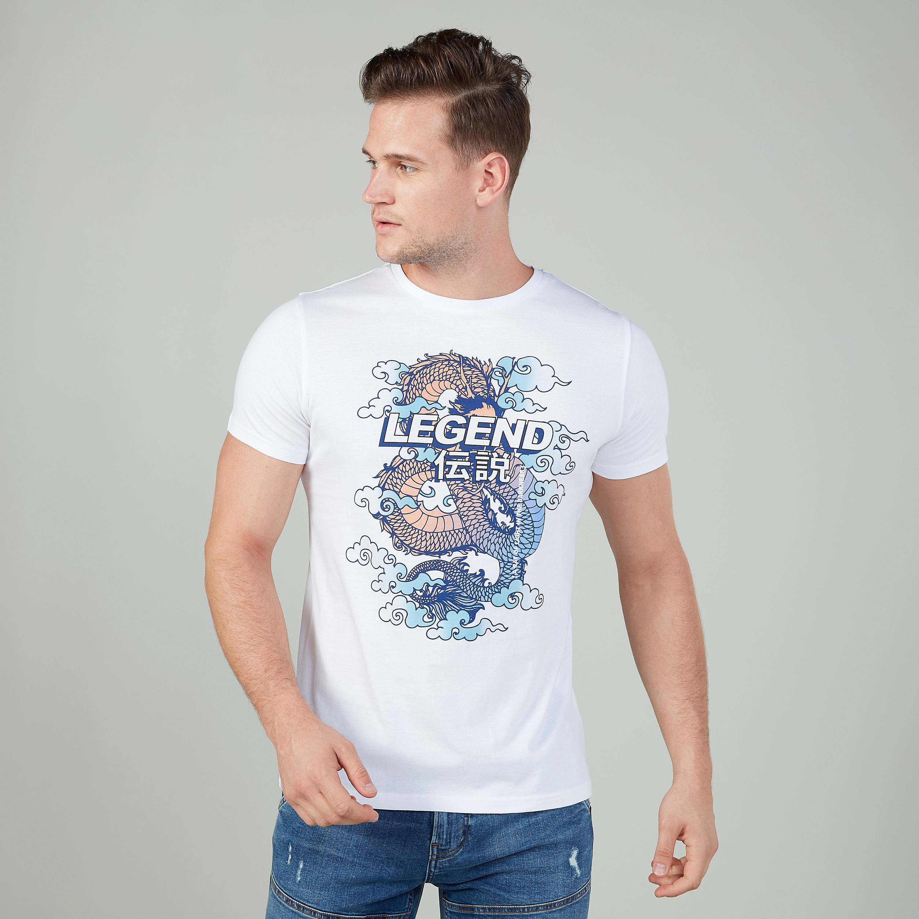 تيشيرت سليم بياقة ضيّقة وأكمام قصيرة وطبعات-men-clothing-tshirtsandpolos-tshirts-image-1