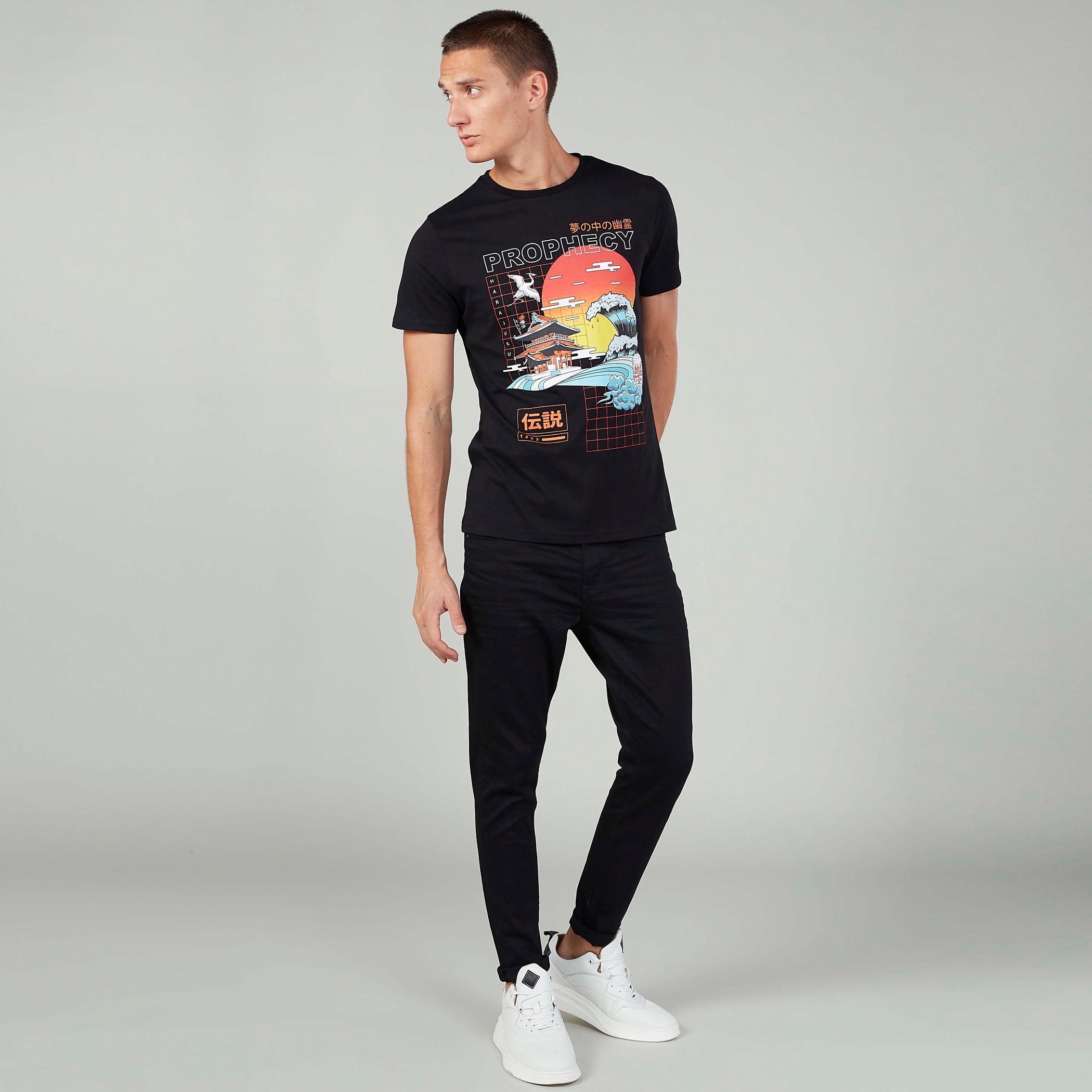 Slim Fit Printed T-shirt with Crew Neck and Short Sleeves-men-clothing-tshirtsandpolos-tshirts-image-2