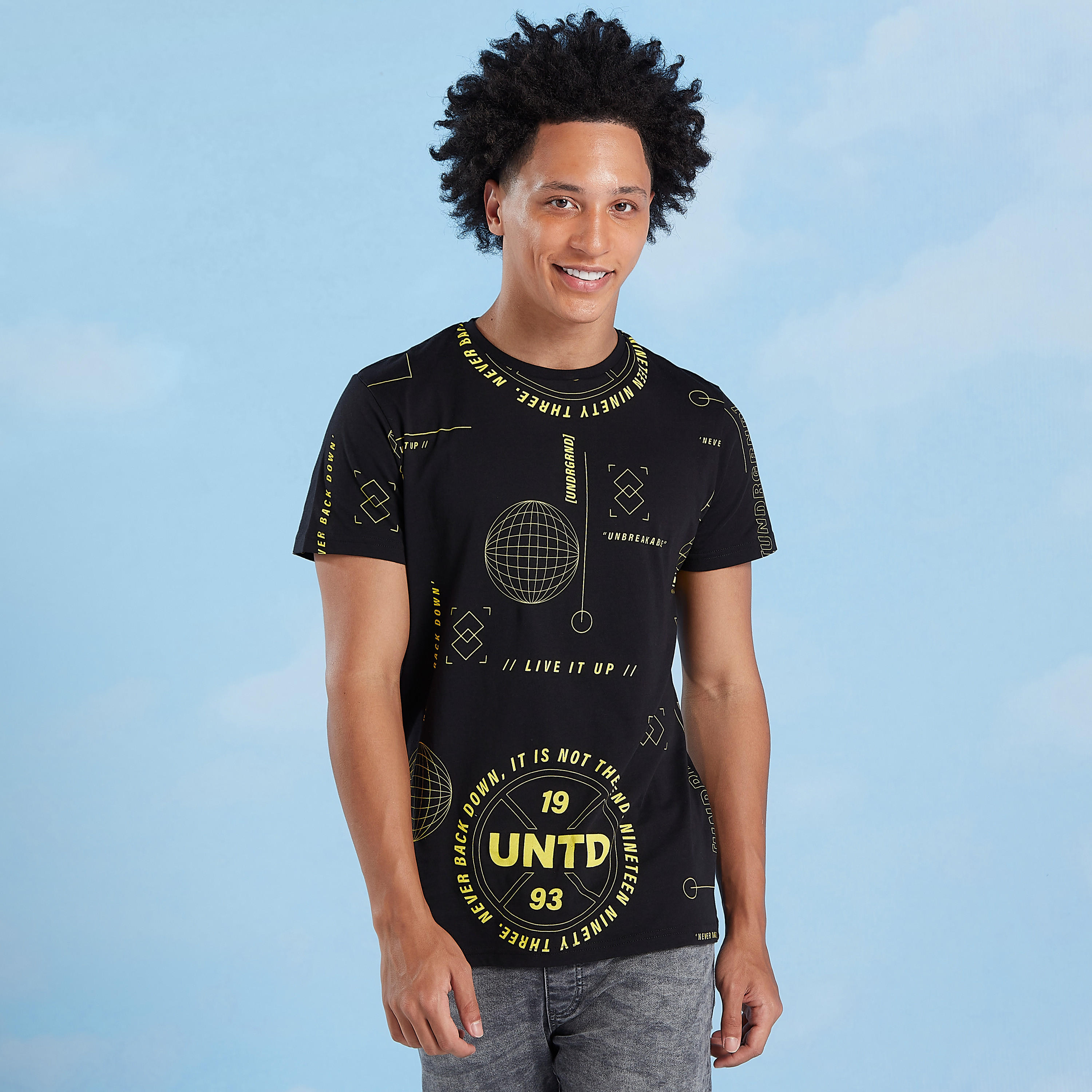 Sustainable Slim Fit Printed Crew Neck T-shirt with Short Sleeves-men-clothing-tshirtsandpolos-tshirts-image-2
