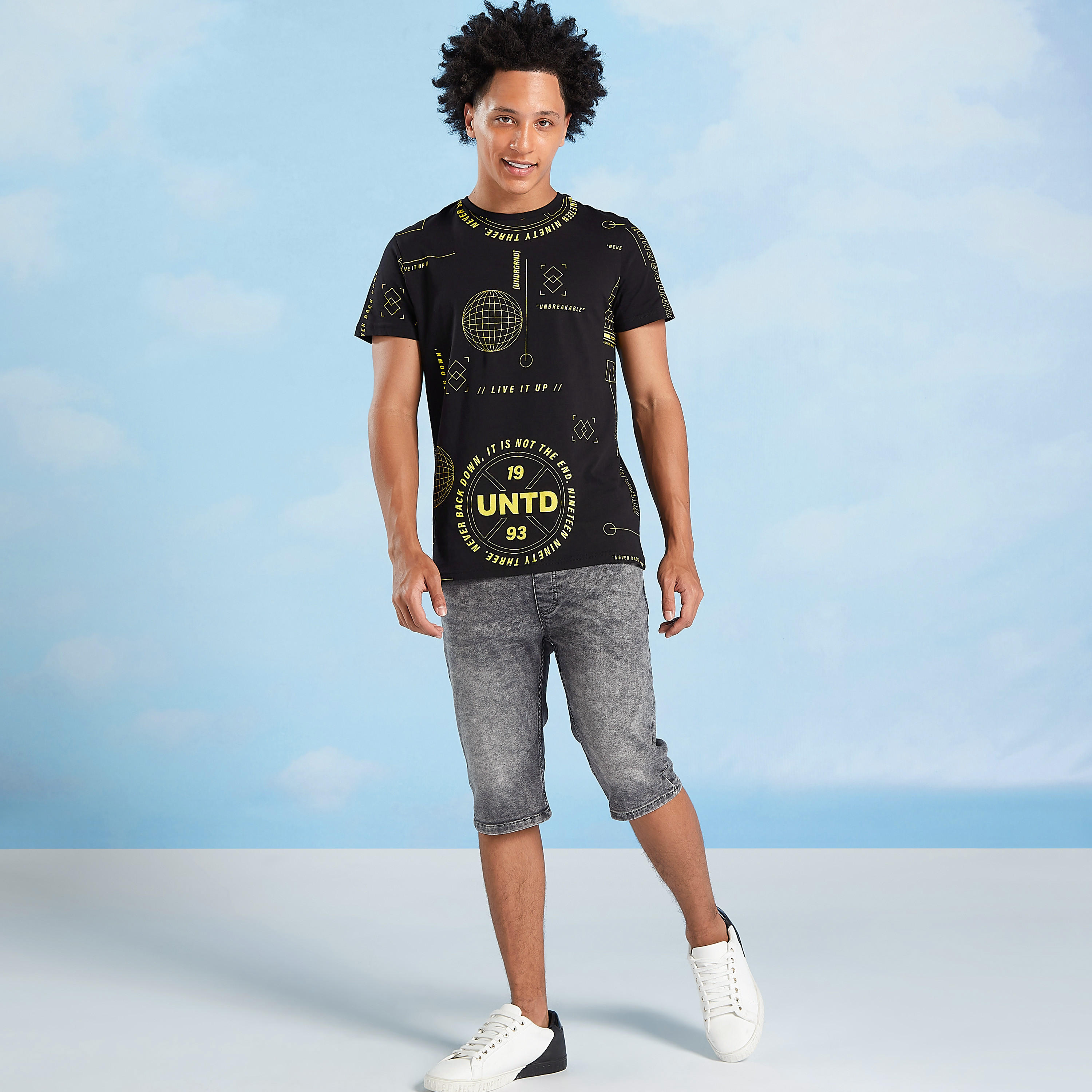 Sustainable Slim Fit Printed Crew Neck T-shirt with Short Sleeves-men-clothing-tshirtsandpolos-tshirts-image-3