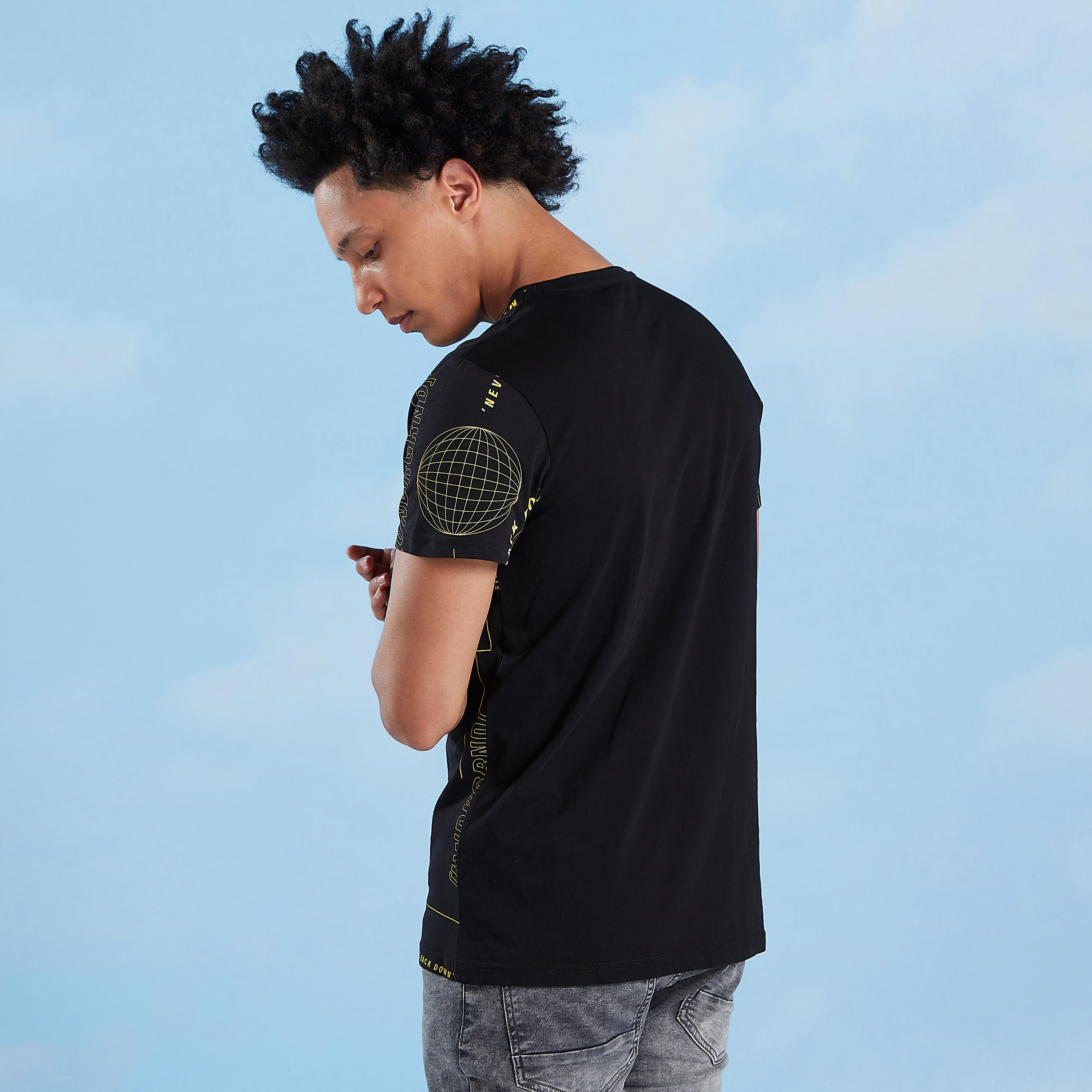 Sustainable Slim Fit Printed Crew Neck T-shirt with Short Sleeves-men-clothing-tshirtsandpolos-tshirts-image-5