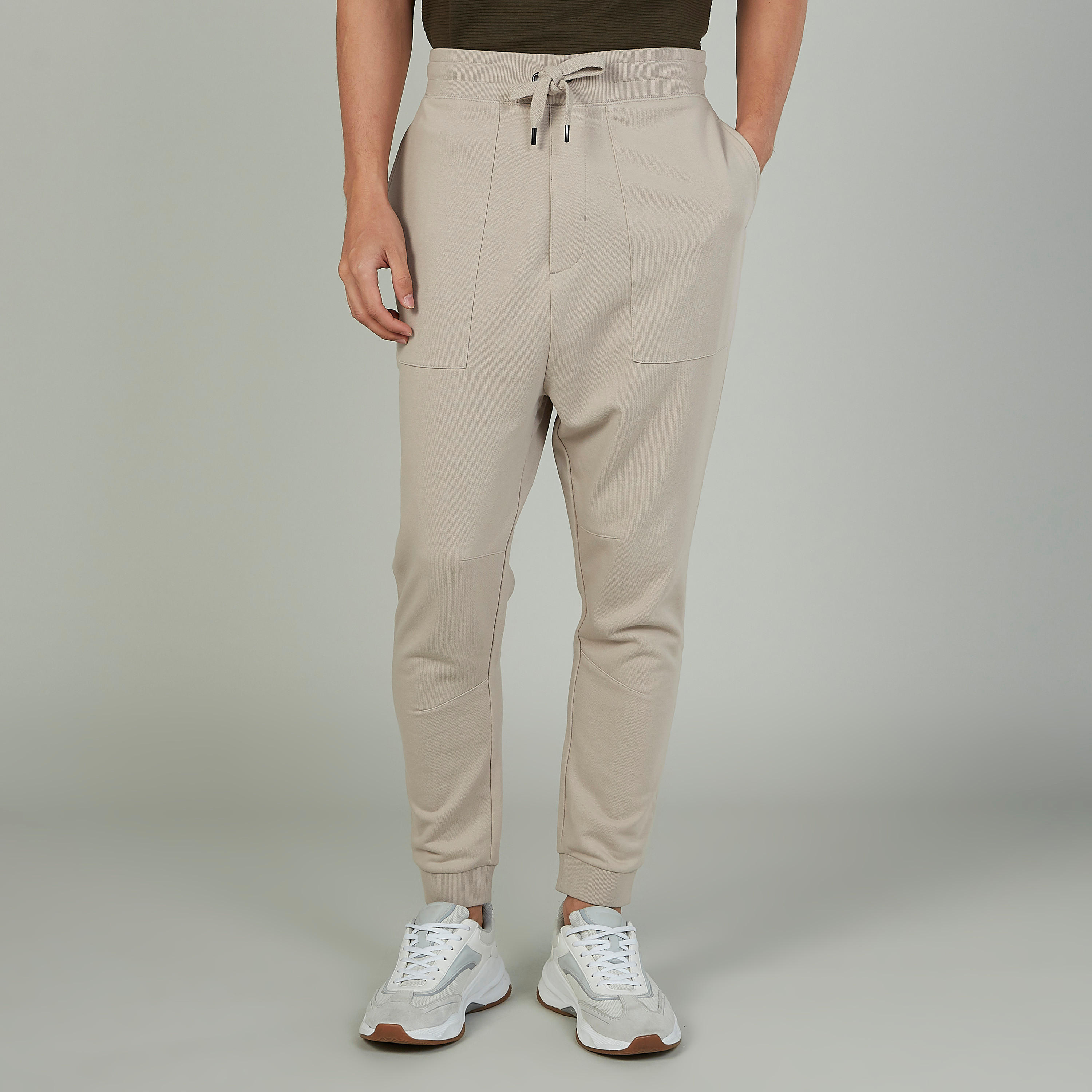 Textured Jog Pants with Elasticised Waistband and Pocket Detail-men-clothing-bottoms-joggers-image-1