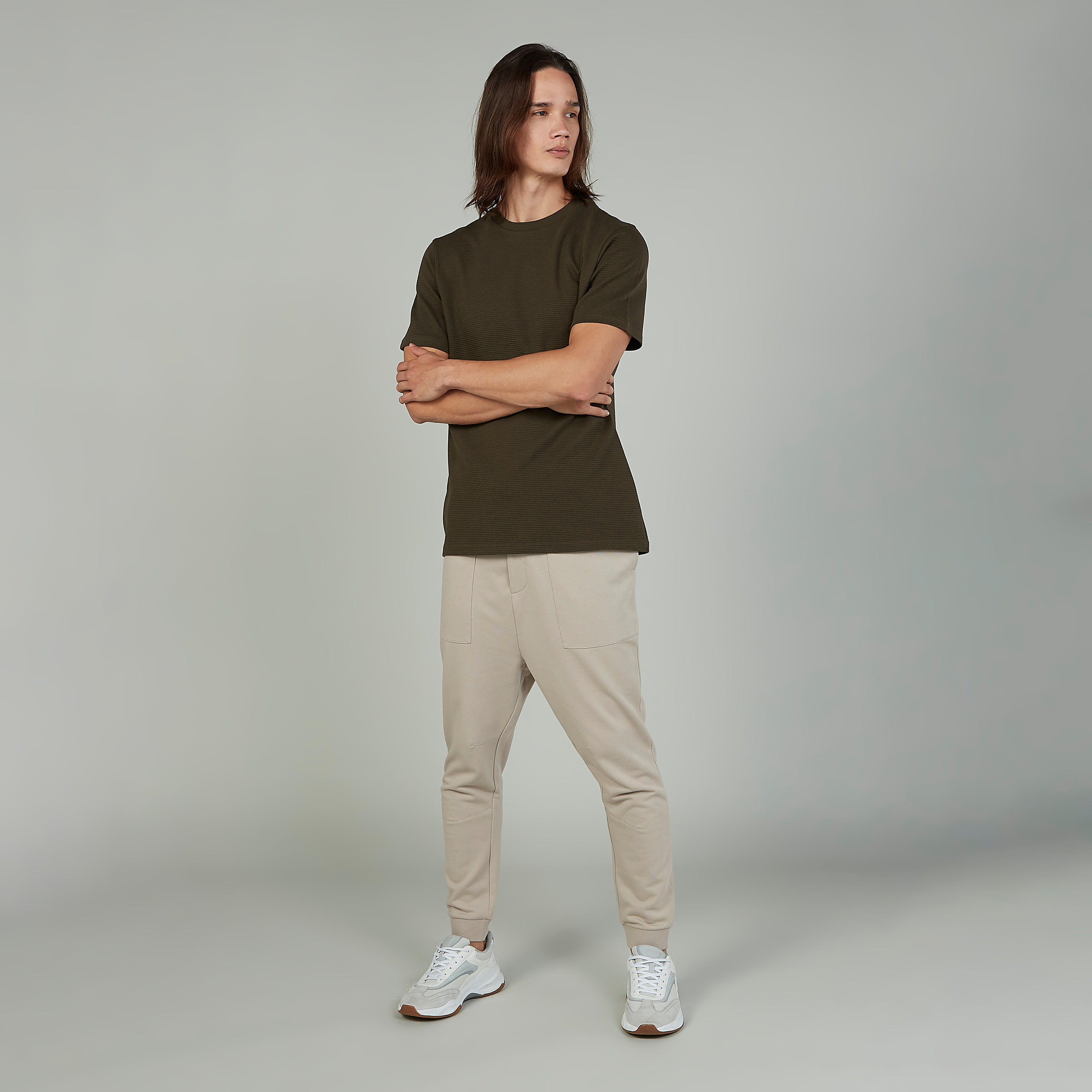Textured Jog Pants with Elasticised Waistband and Pocket Detail-men-clothing-bottoms-joggers-image-2