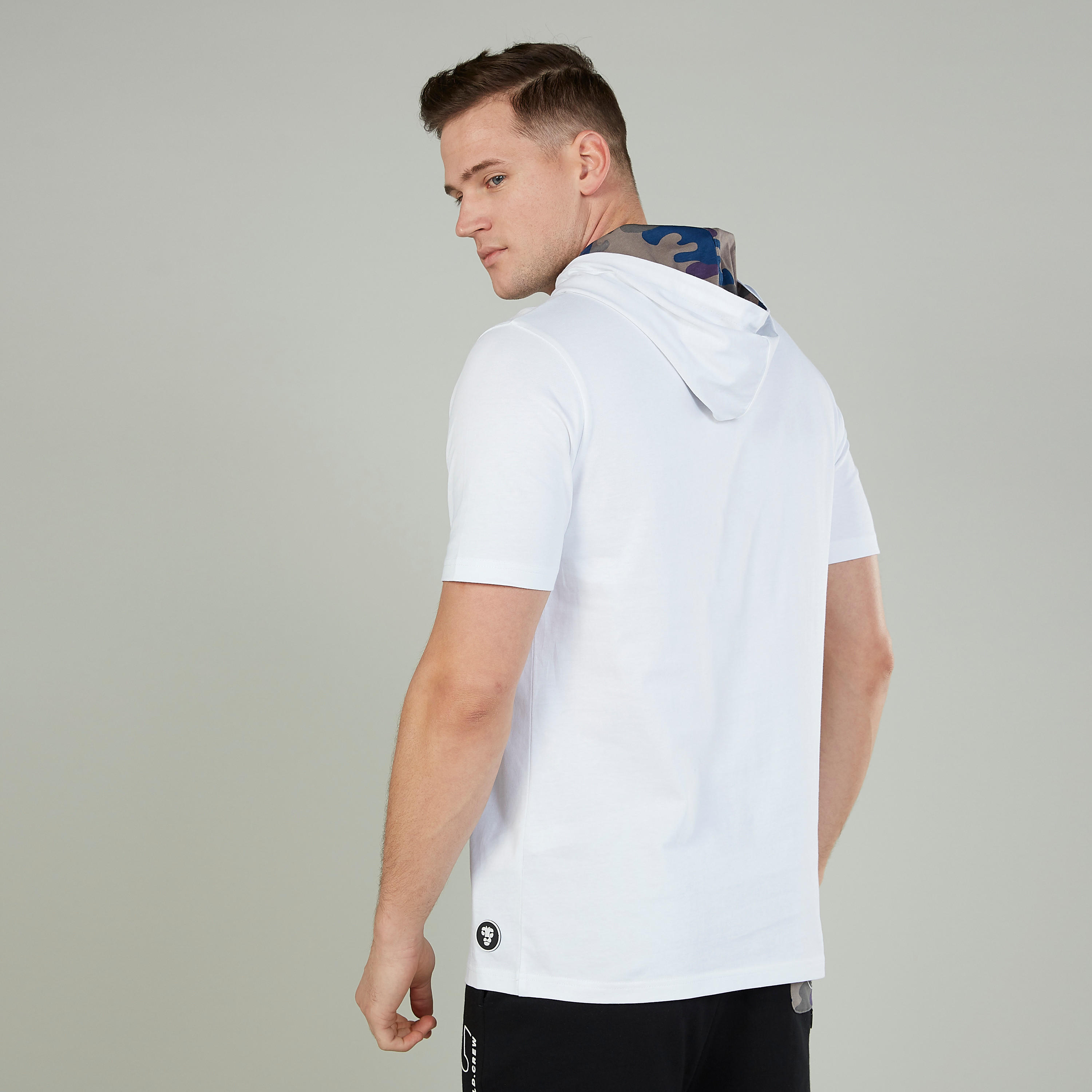 Printed T-shirt with Short Sleeves and Hood-men-clothing-tshirtsandpolos-tshirts-image-4