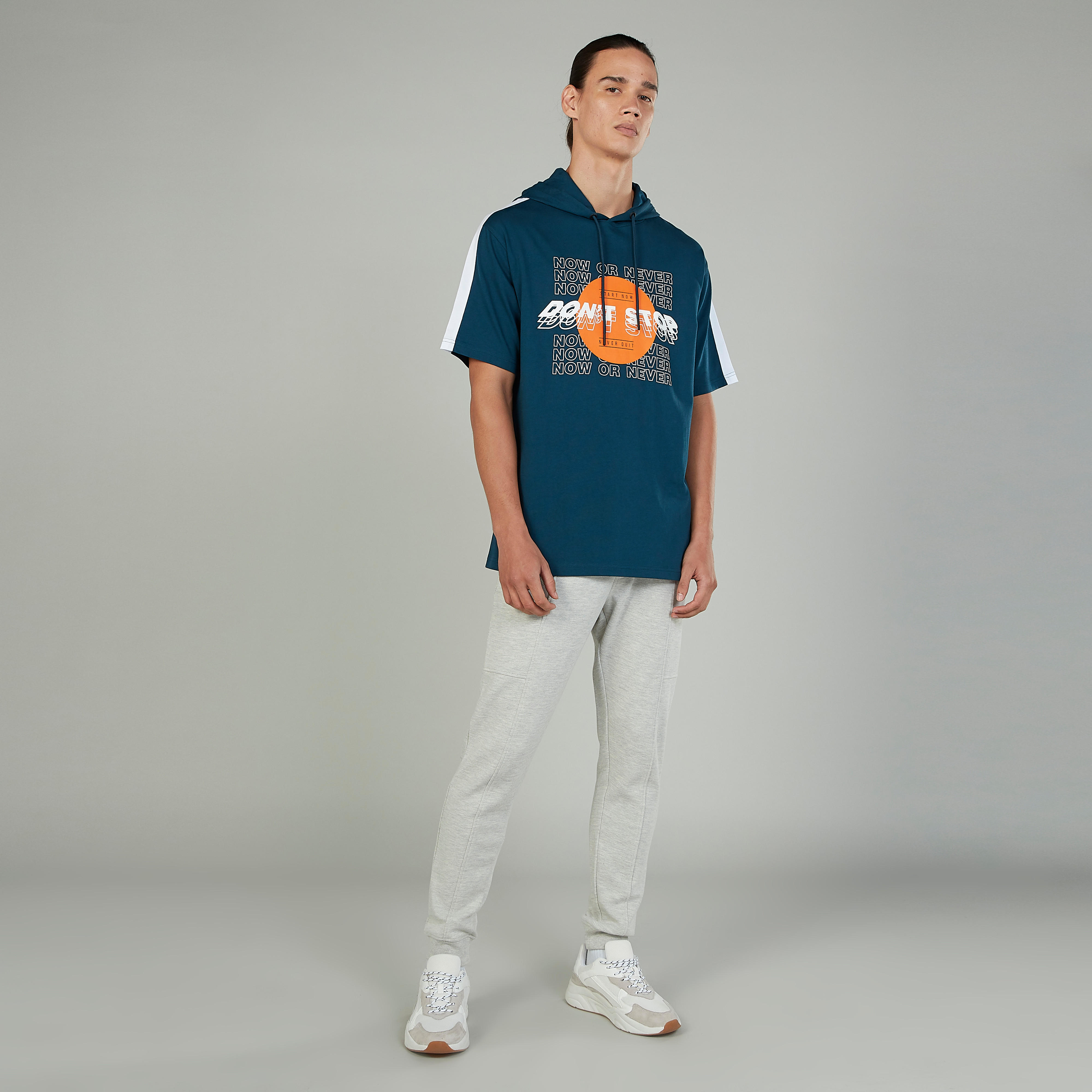 Printed T-shirt with Short Sleeves and Hood-men-clothing-tshirtsandpolos-tshirts-image-2