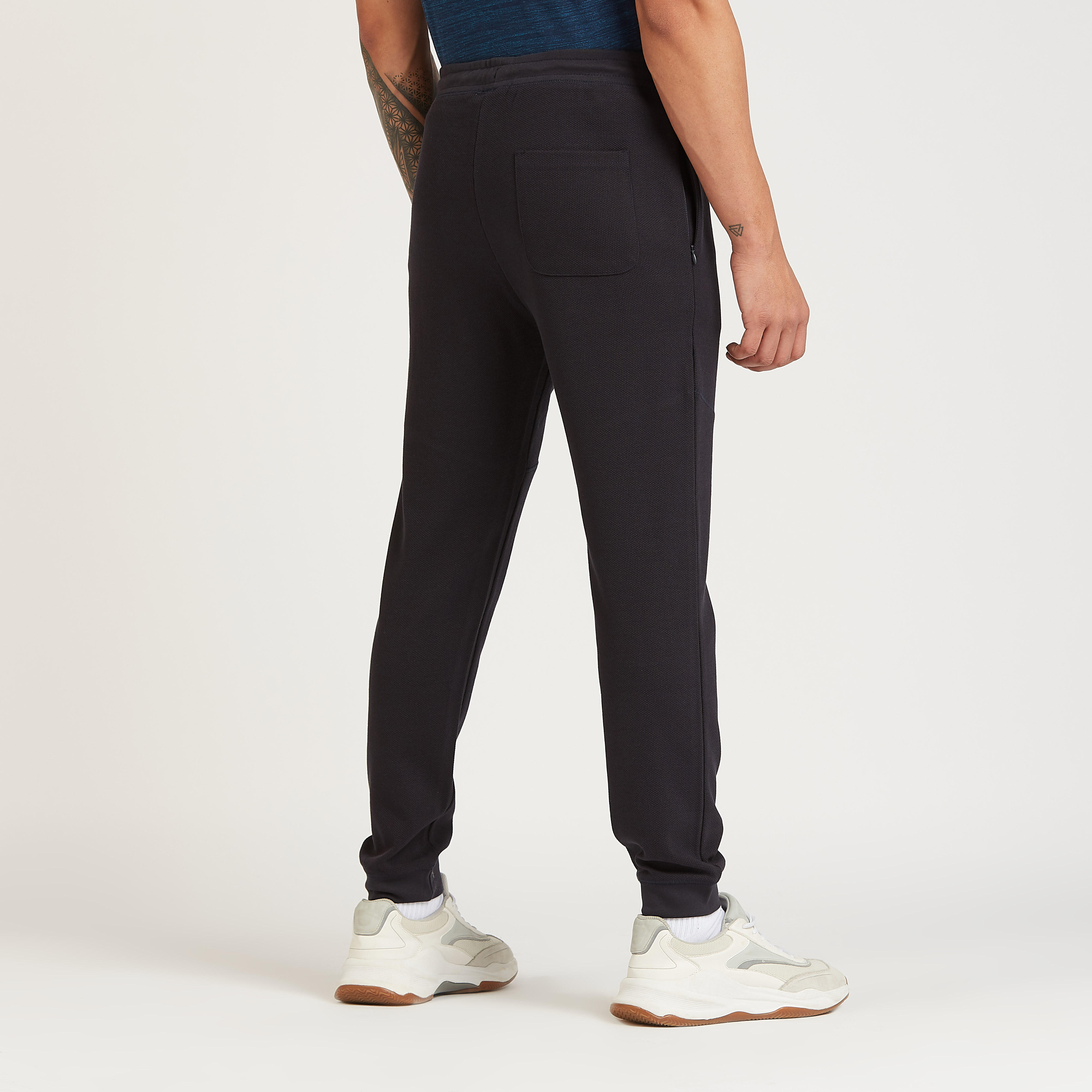 بنطلون رياضي سكيني سادة بخصر متوسط الارتفاع وجيوب-men-clothing-bottoms-joggers-image-4