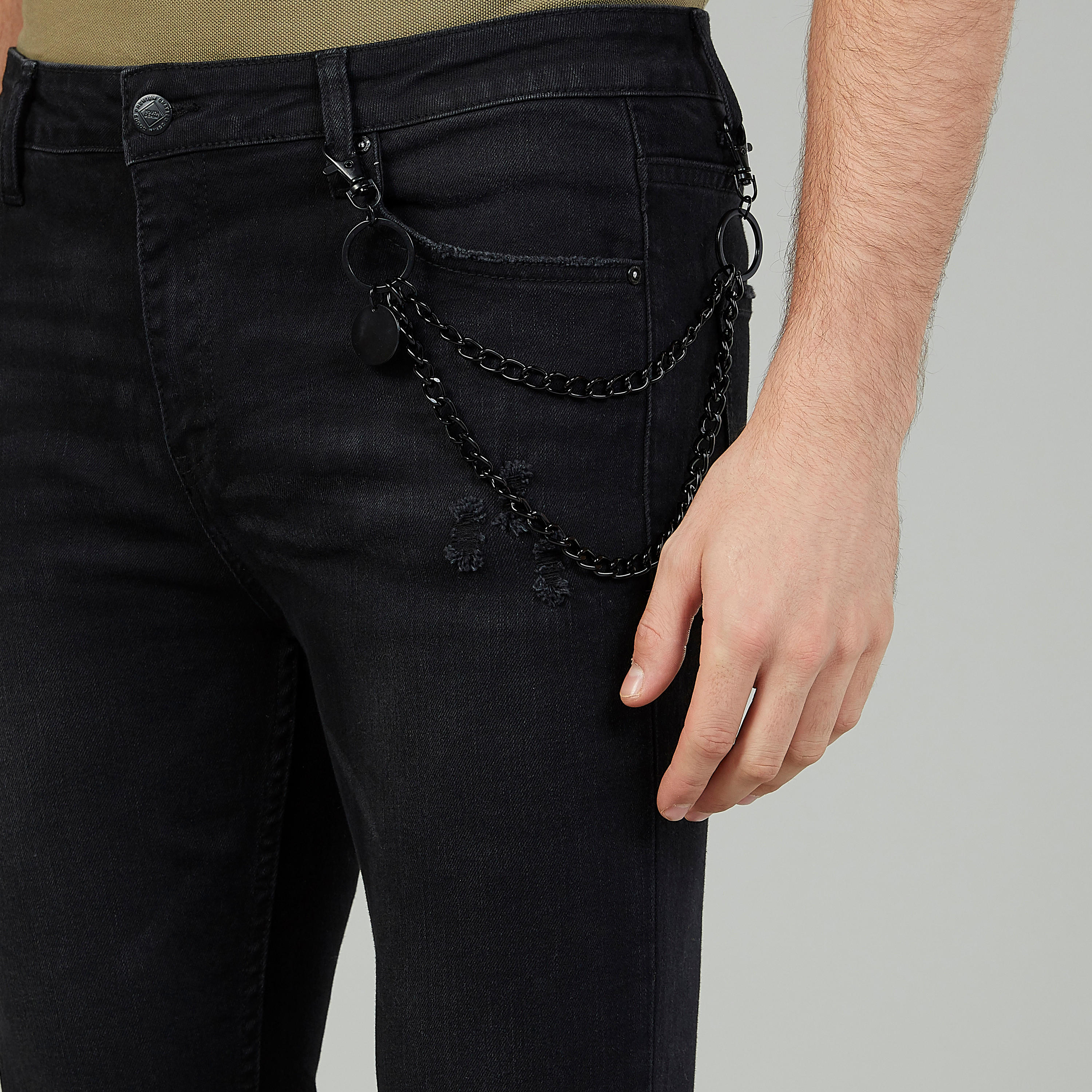 بنطلون جينز ممزق سكيني بخصر متوسط الارتفاع بعروات حزام وجيوب-men-clothing-bottoms-jeans-image-3