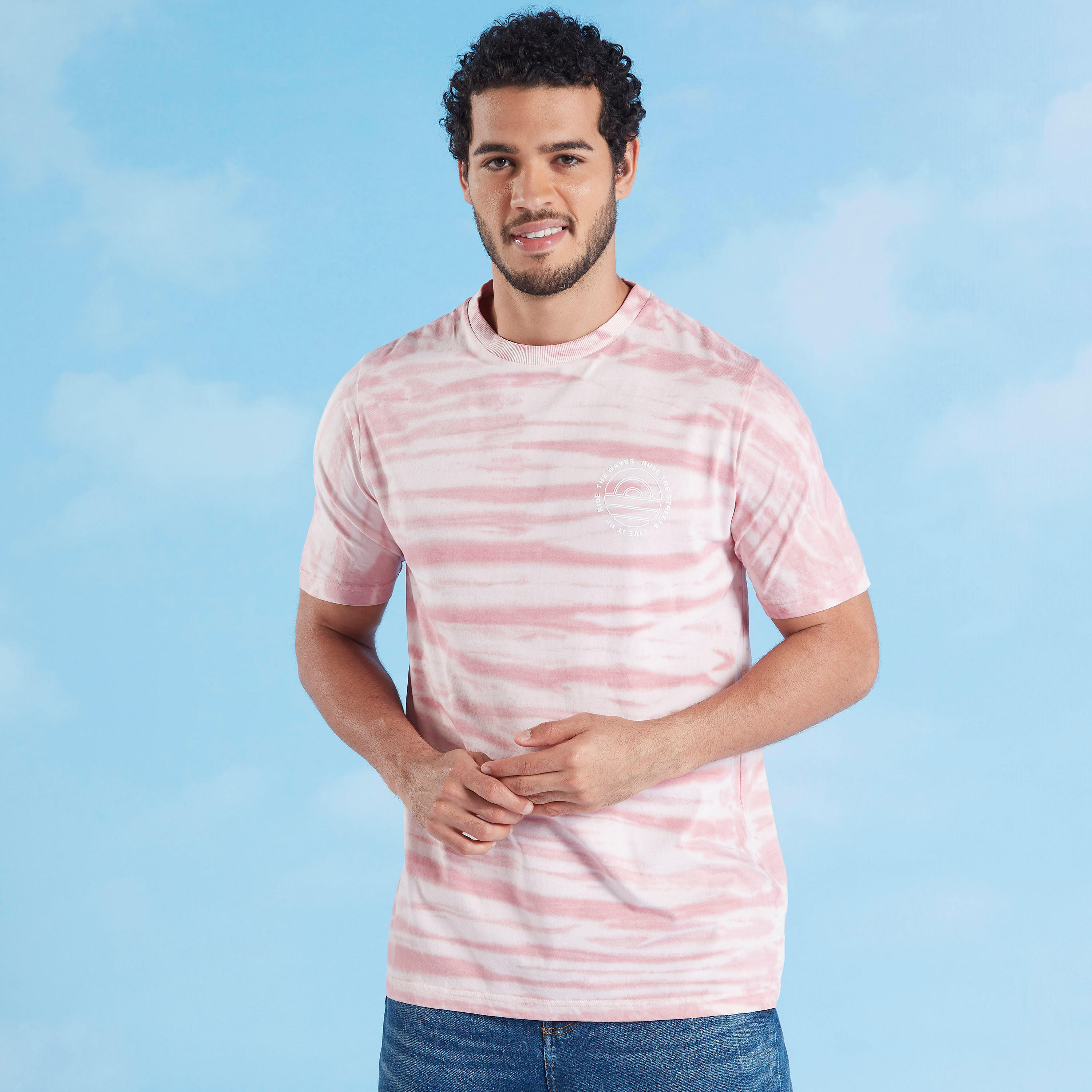 Printed T-shirt with Crew Neck and Short Sleeves-men-clothing-tshirtsandpolos-tshirts-image-1