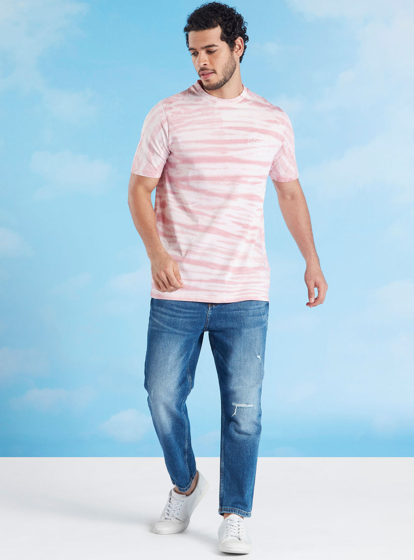 Printed T-shirt with Crew Neck and Short Sleeves-men-clothing-tshirtsandpolos-tshirts-image-2