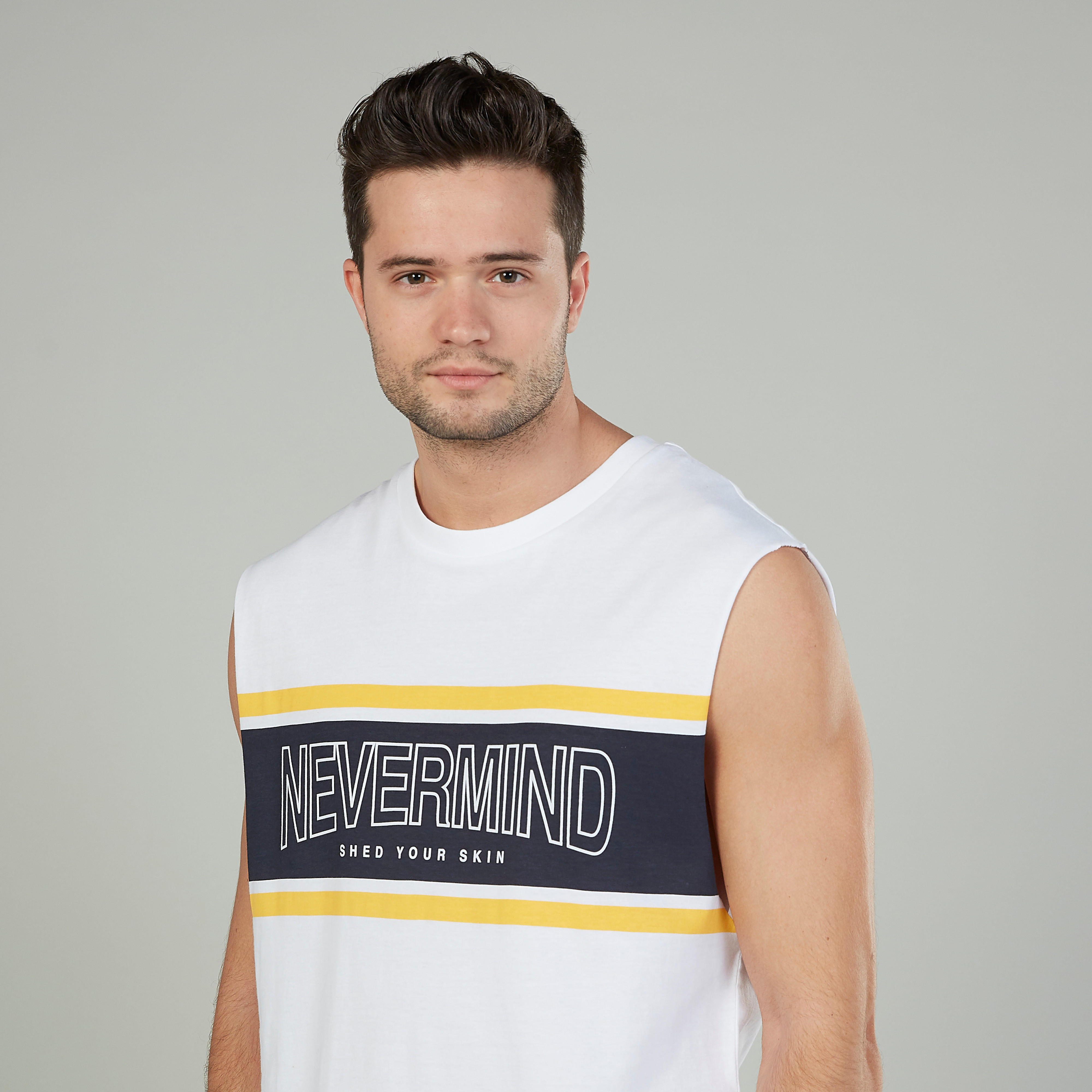 Typographic Print Sleeveless T-shirt with Round Neck-men-clothing-tshirtsandpolos-tshirts-image-3