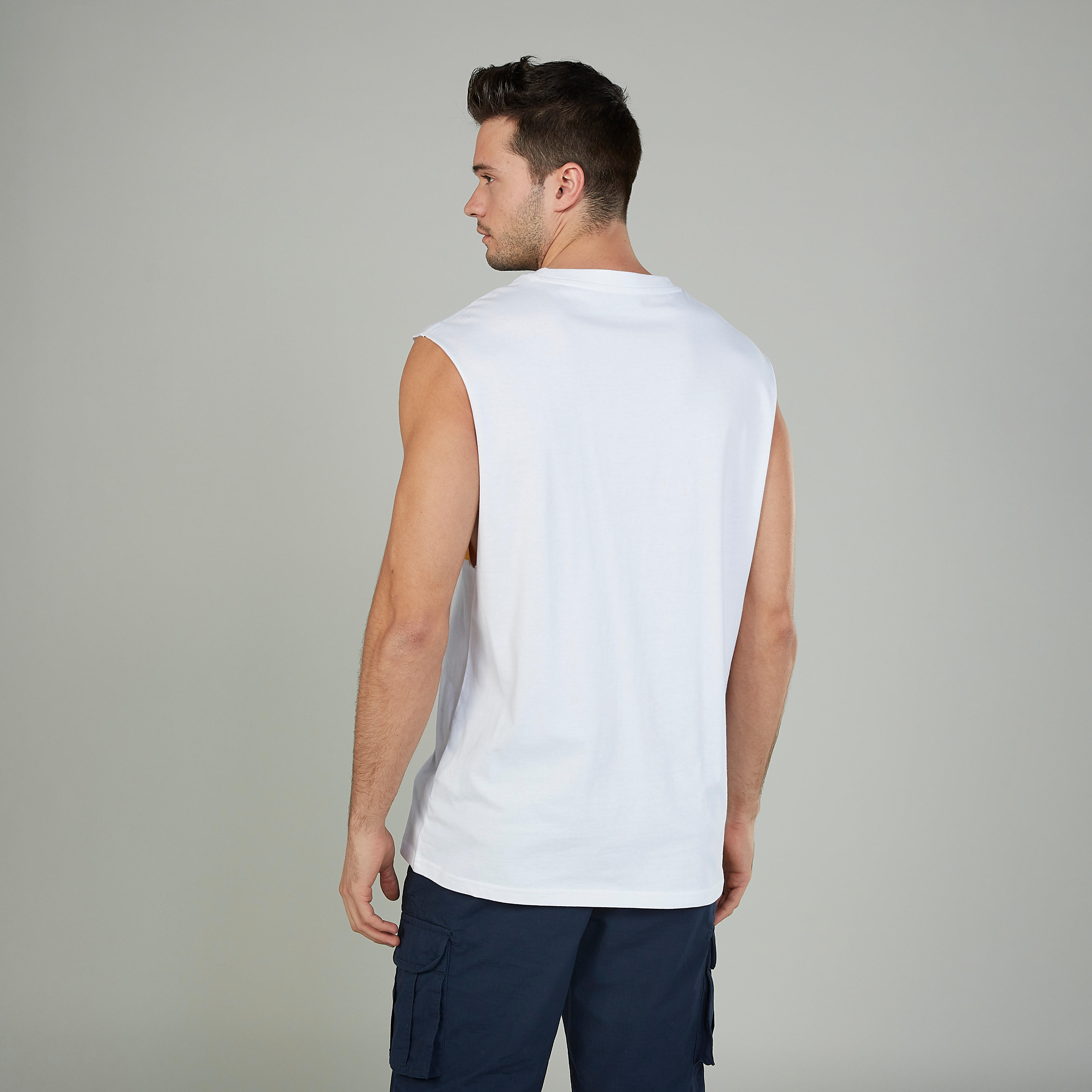 Typographic Print Sleeveless T-shirt with Round Neck-men-clothing-tshirtsandpolos-tshirts-image-4