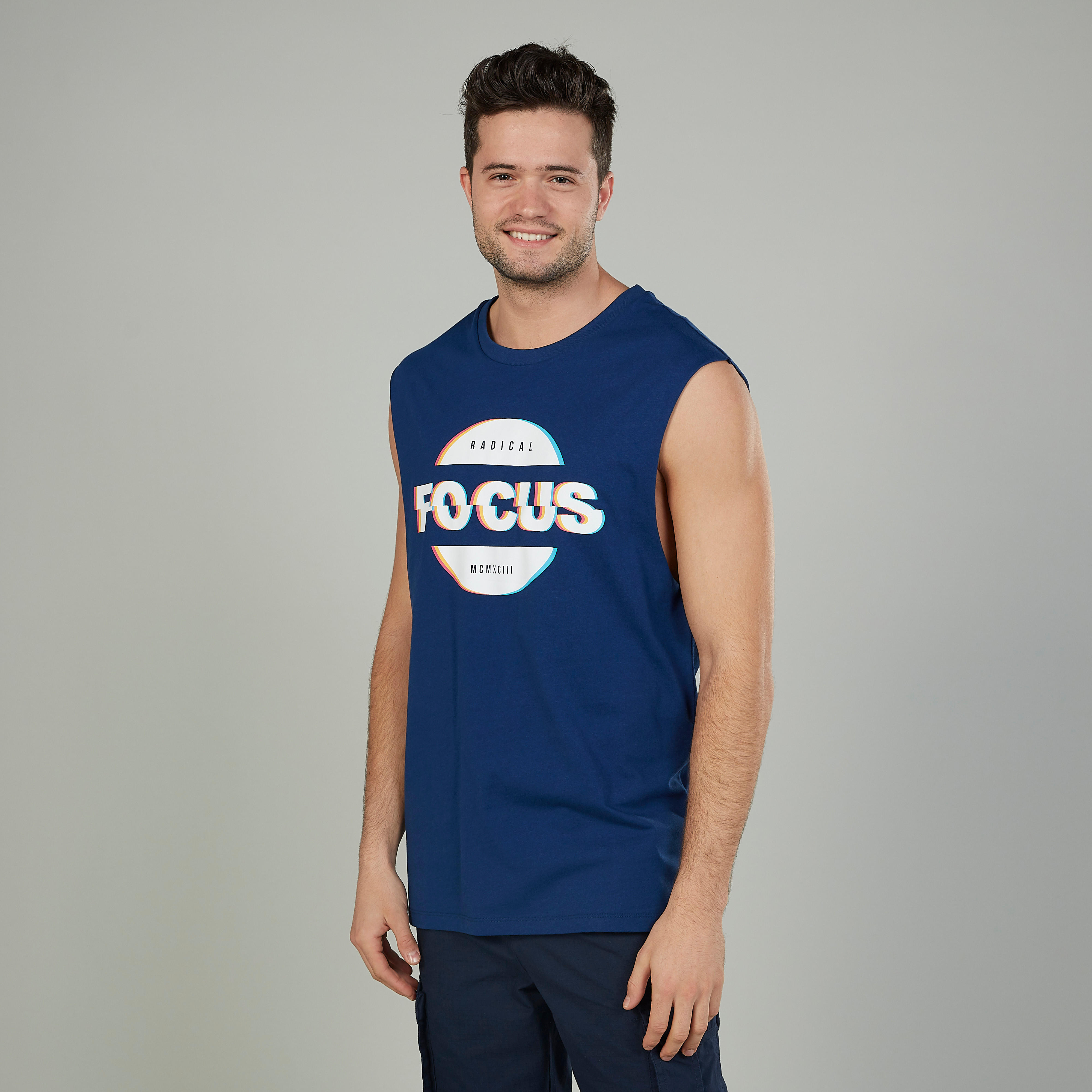 Typographic Print Sleeveless T-shirt with Crew Neck-men-clothing-tshirtsandpolos-tshirts-image-1