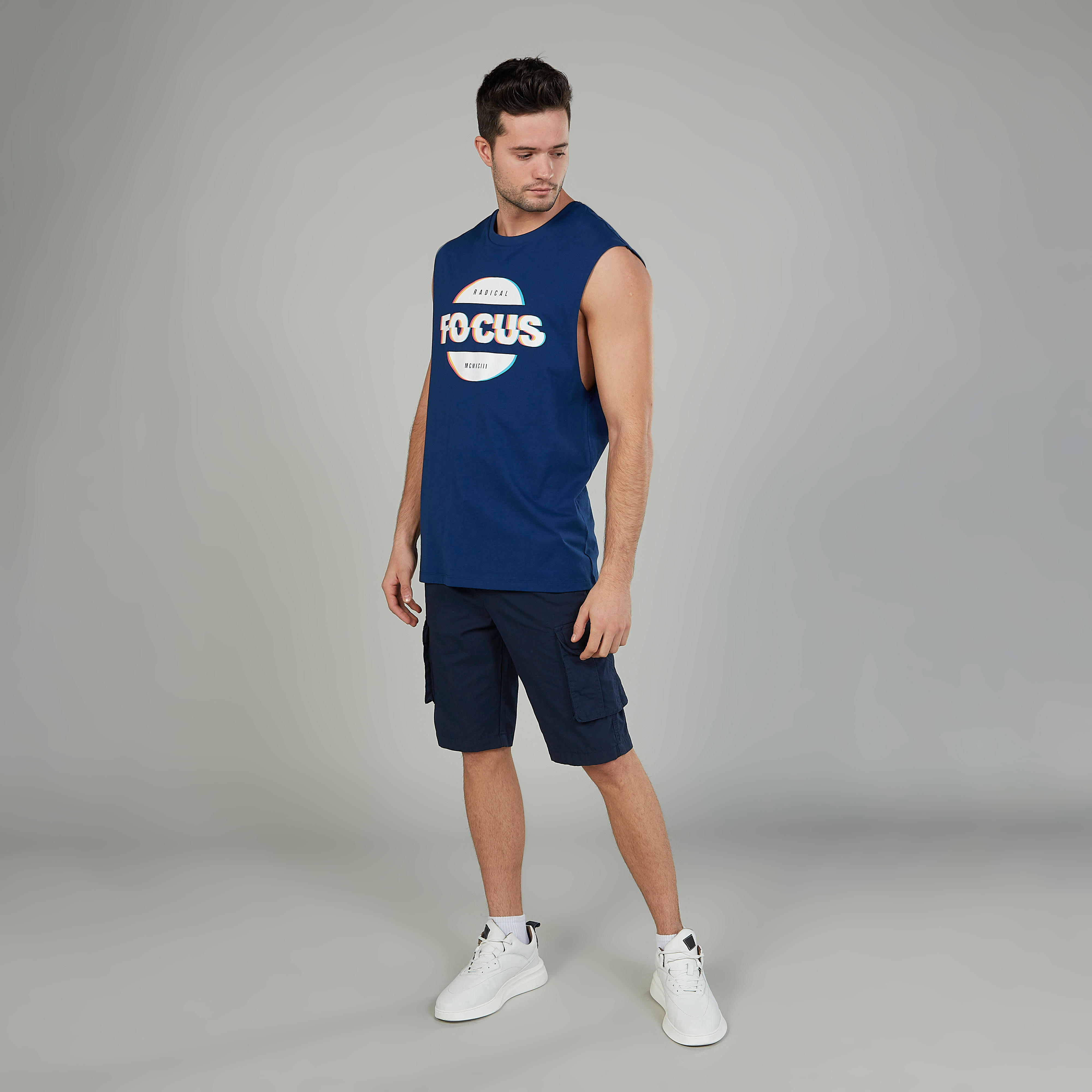 Typographic Print Sleeveless T-shirt with Crew Neck-men-clothing-tshirtsandpolos-tshirts-image-2