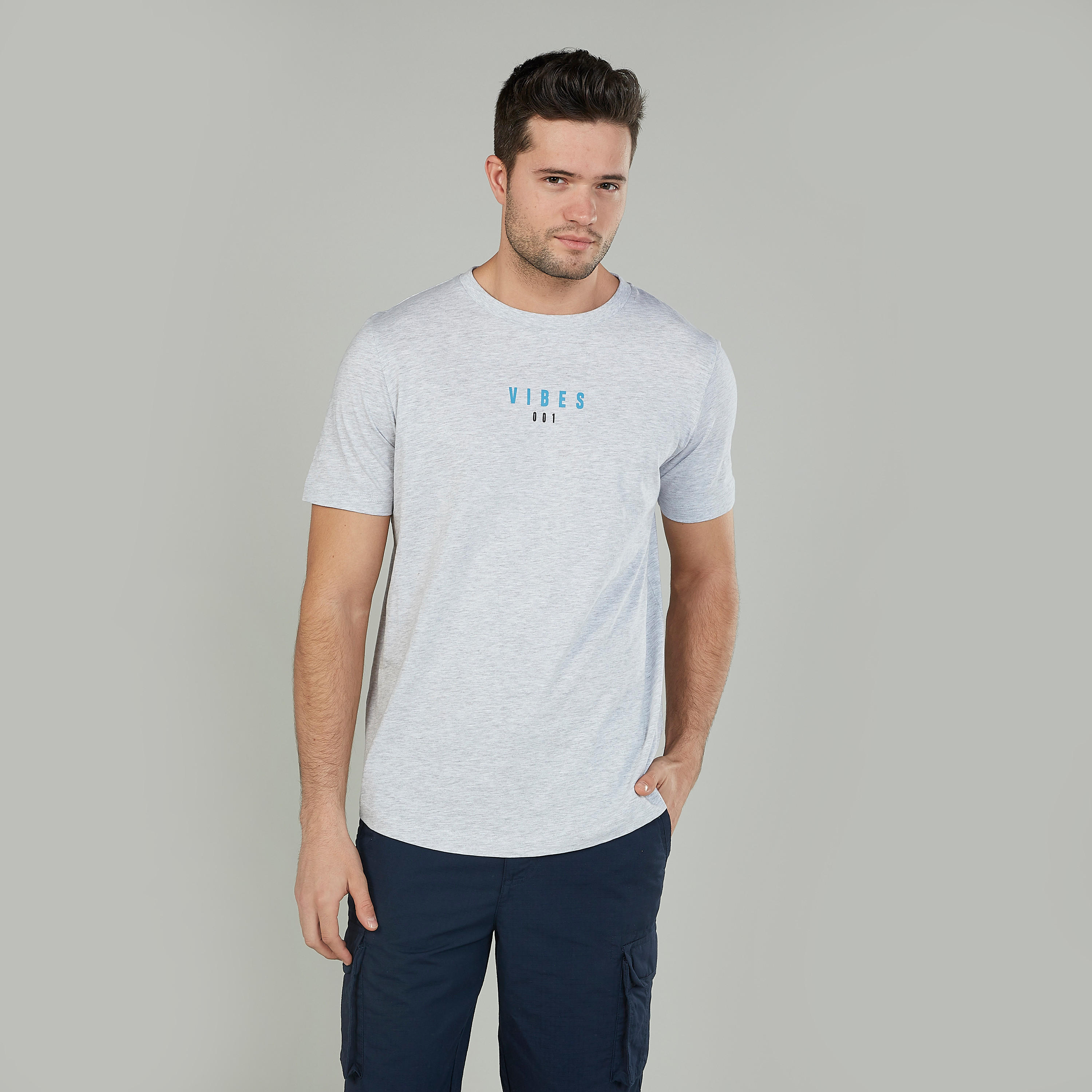 Printed T-shirt with Crew Neck and Short Sleeves-men-clothing-tshirtsandpolos-tshirts-image-1