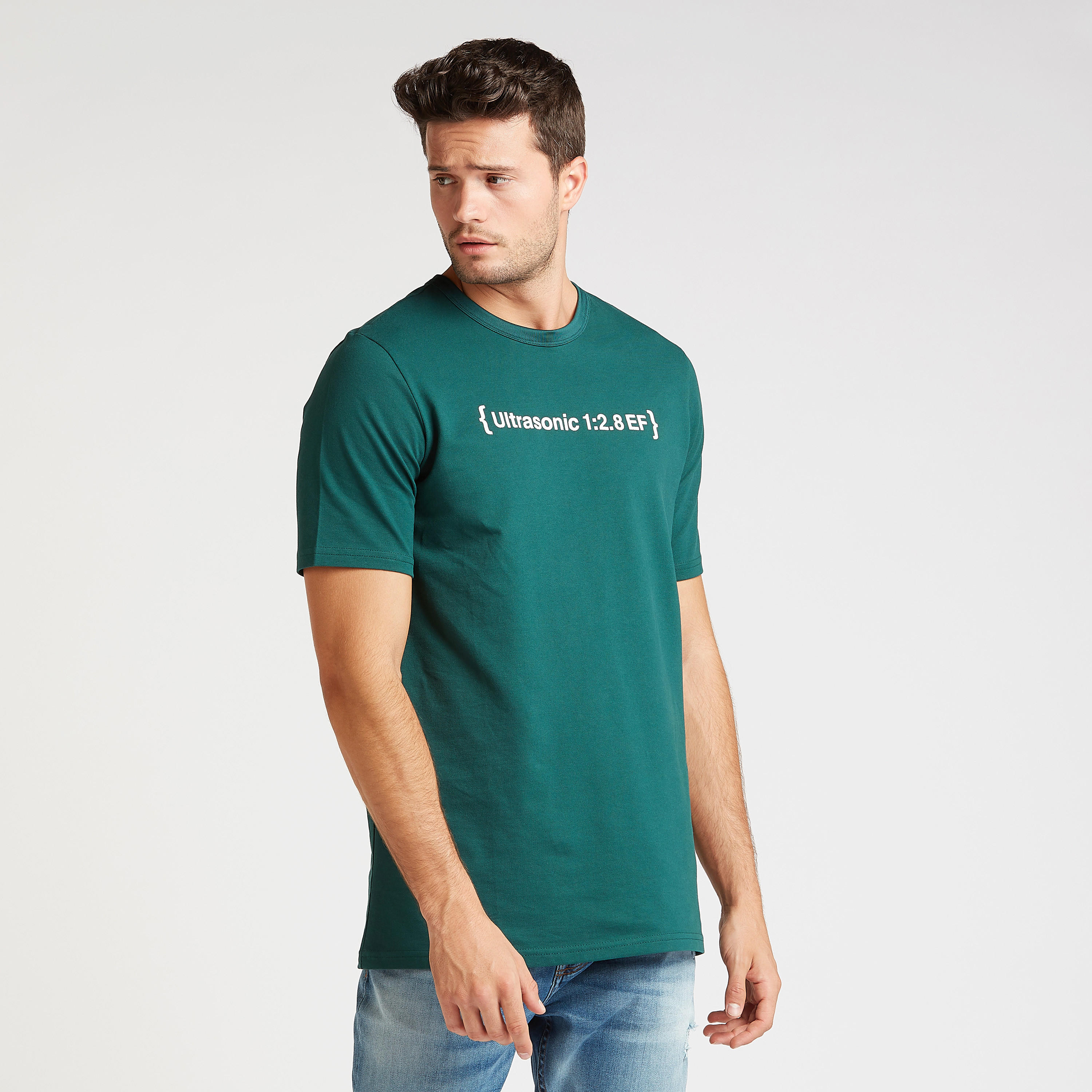 Typographic Print T-shirt with Crew Neck and Short Sleeves-men-clothing-tshirtsandpolos-tshirts-image-1