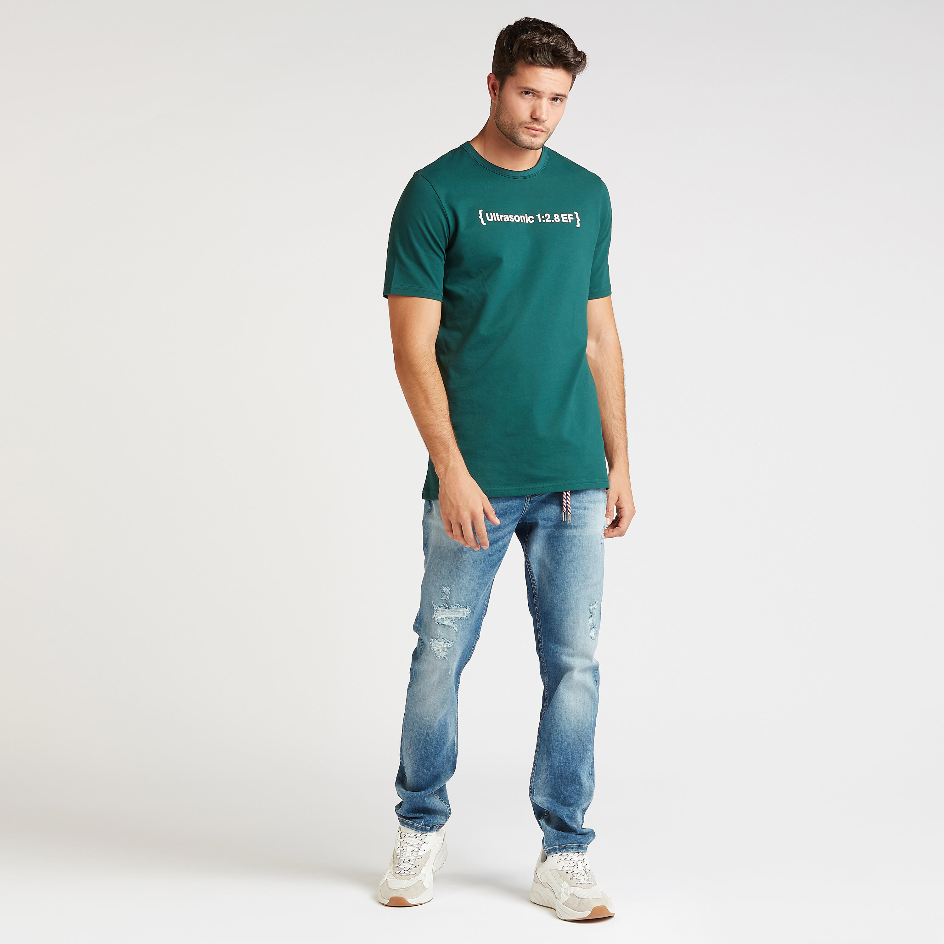 Typographic Print T-shirt with Crew Neck and Short Sleeves-men-clothing-tshirtsandpolos-tshirts-image-2