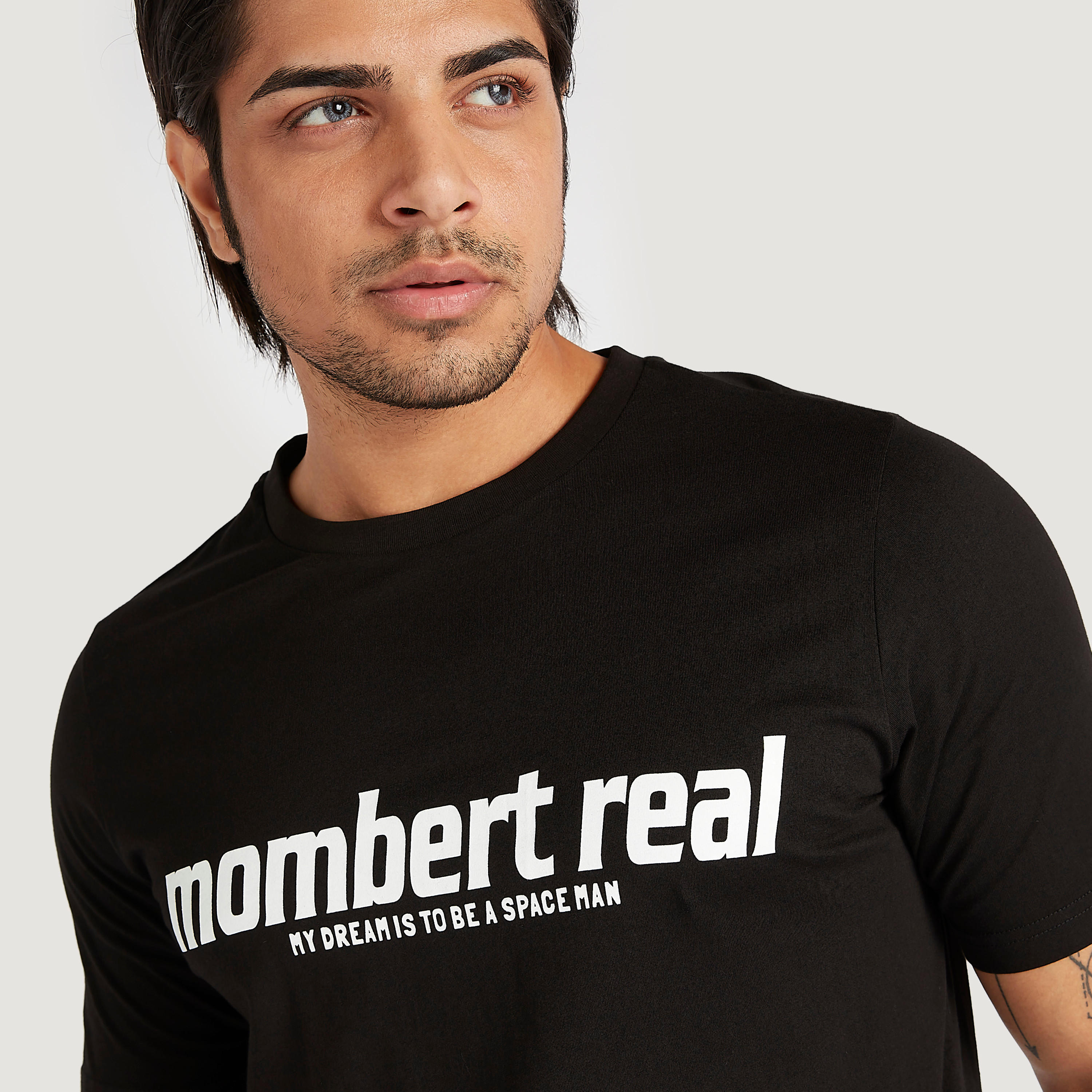 Printed Crew Neck T-shirt with Short Sleeves-men-clothing-tshirtsandpolos-tshirts-image-3