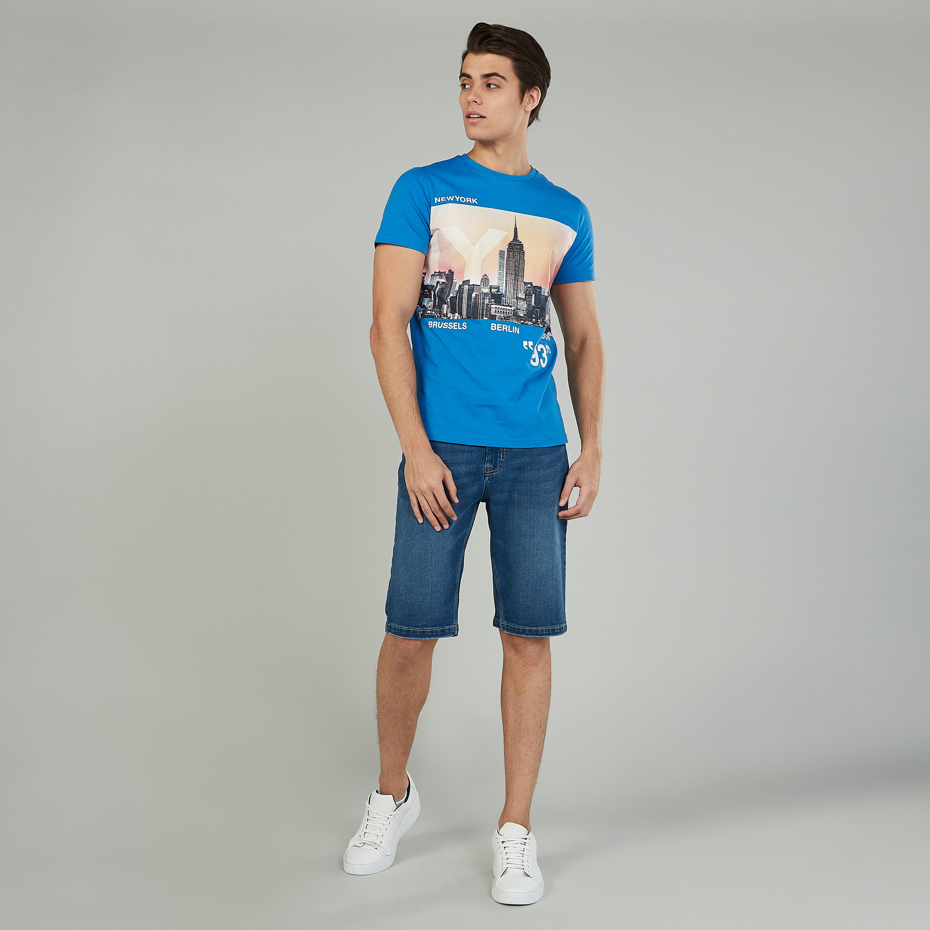 Printed T-shirt with Round Neck and Short Sleeves-men-clothing-tshirtsandpolos-tshirts-image-2
