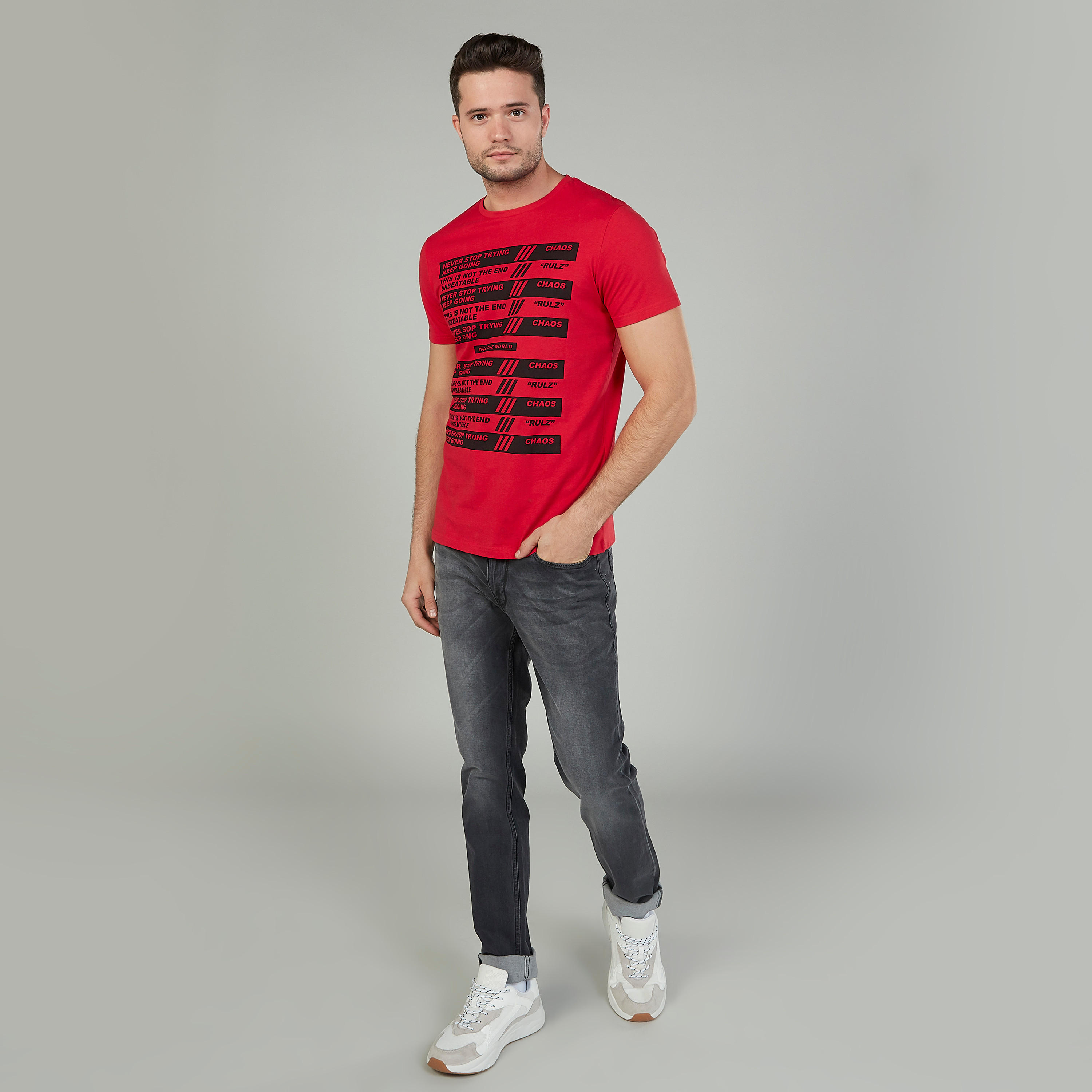 Printed T-shirt with Round Neck and Short Sleeves-men-clothing-tshirtsandpolos-tshirts-image-2